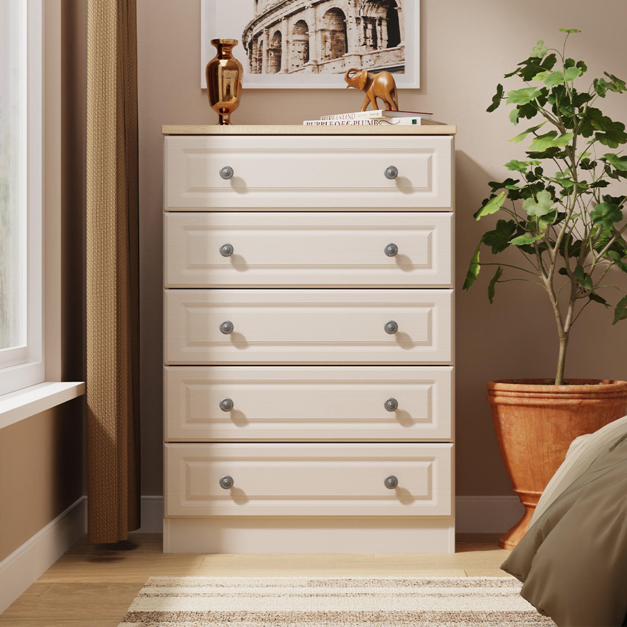 Norfolk Chest - 5 Drawer - Cashmere and Oak