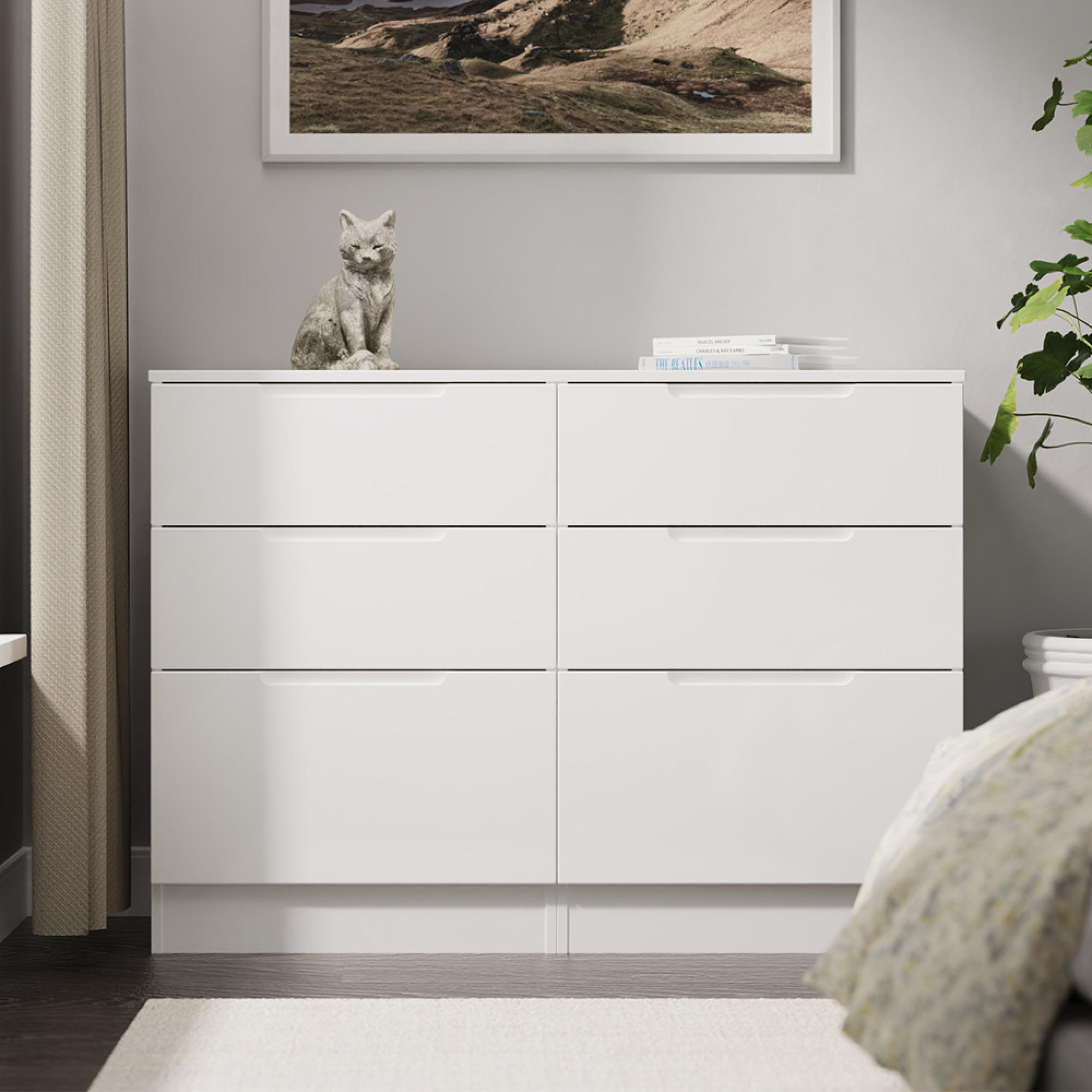 Milan Chest - Midi - 6 Drawer - White Gloss