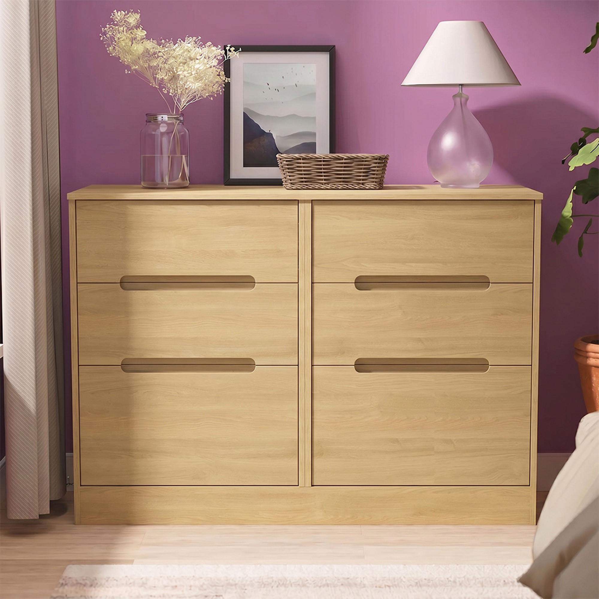 Monaco Chest - Midi - 6 Drawer - Modern Oak