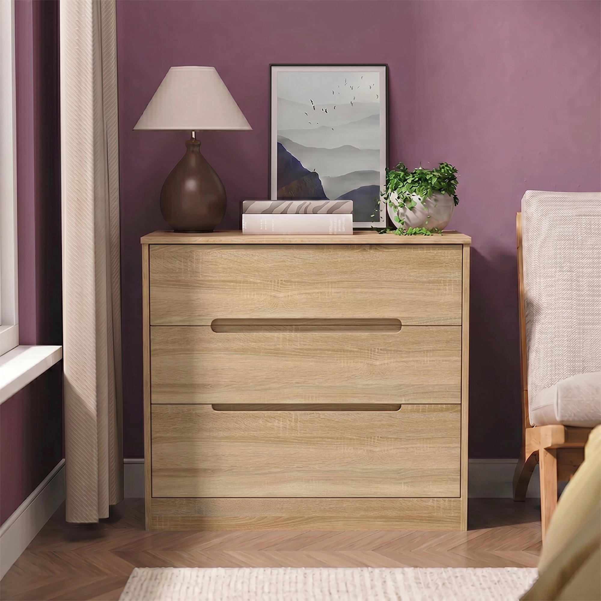 Monaco Chest - Deep - 3 Drawer - Oak