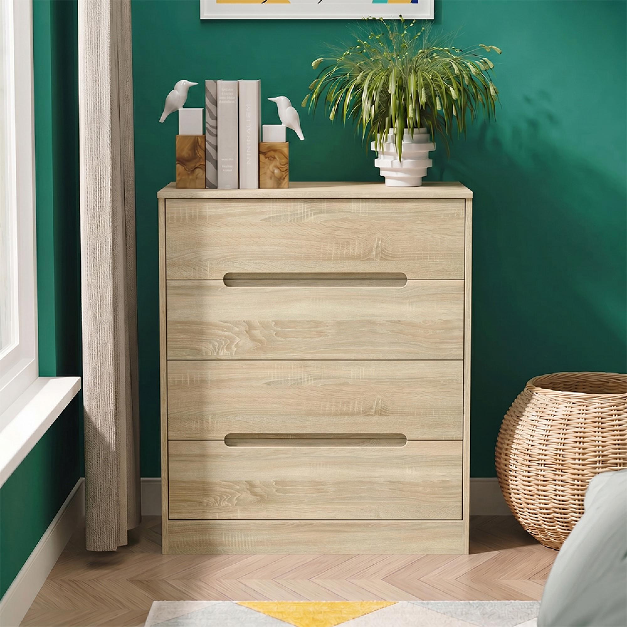 Monaco Chest - Deep - 4 Drawer - Oak