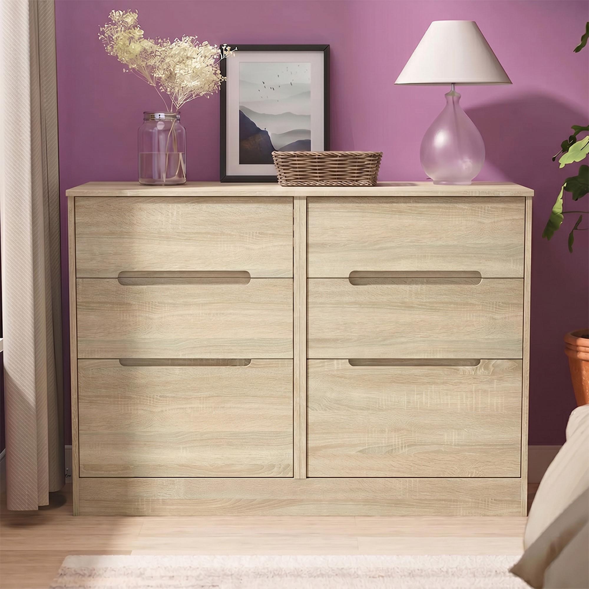 Monaco Chest - Midi - 6 Drawer - Oak