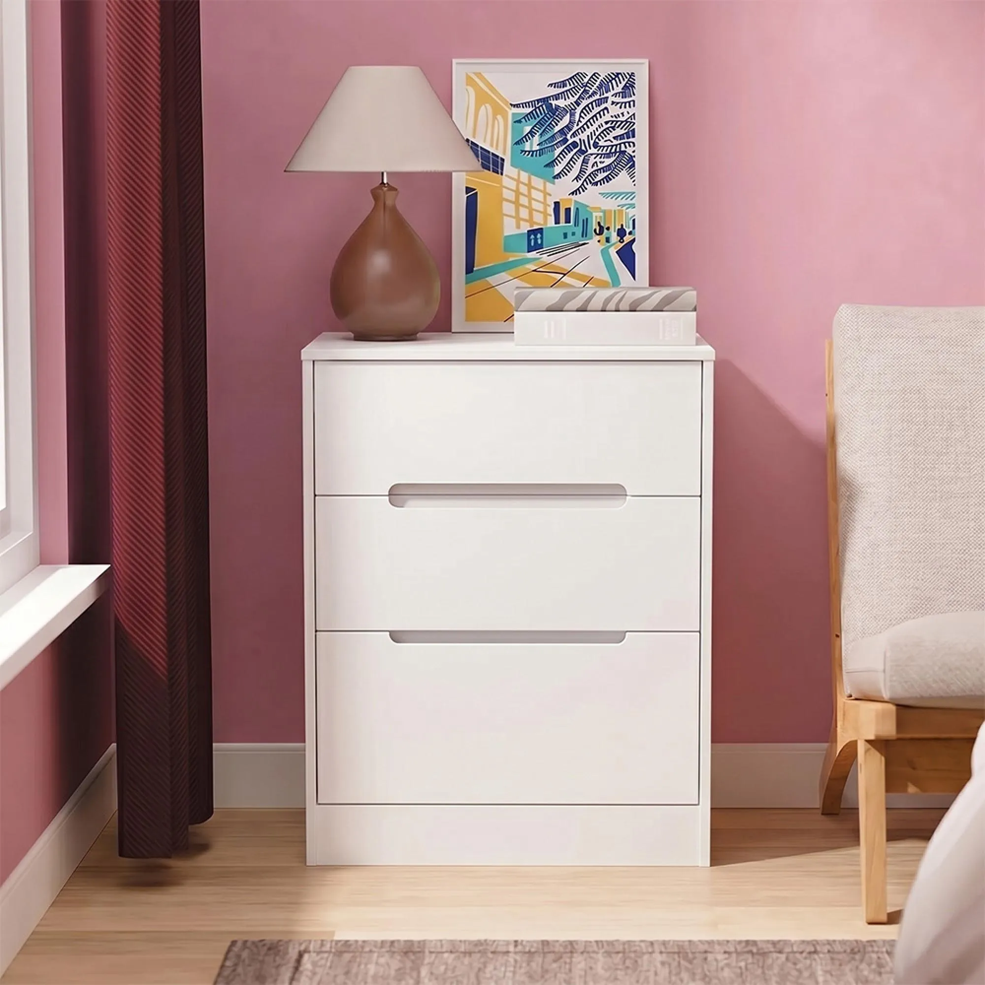 Monaco Chest - Deep Midi - 3 Drawer - White
