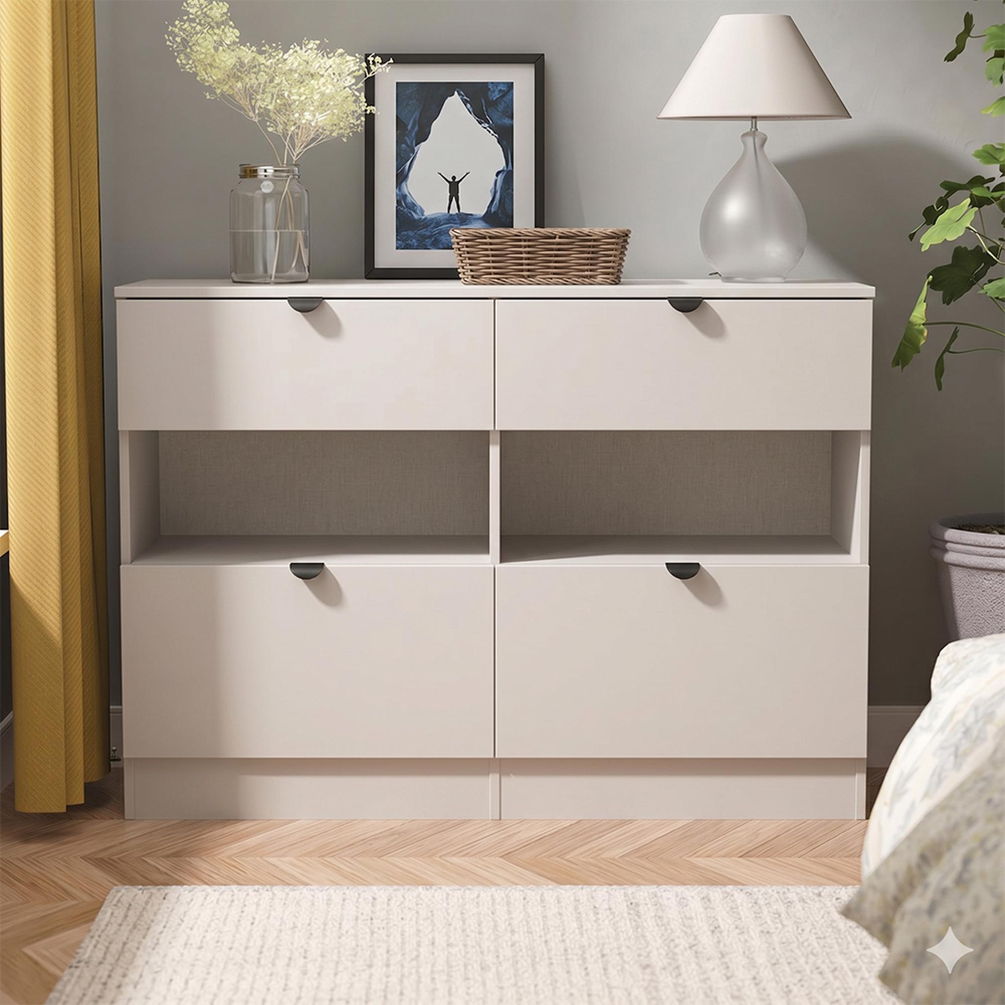 Bora Chest - 4 Drawer - Open Shelf - Midi - Kashmir Matt