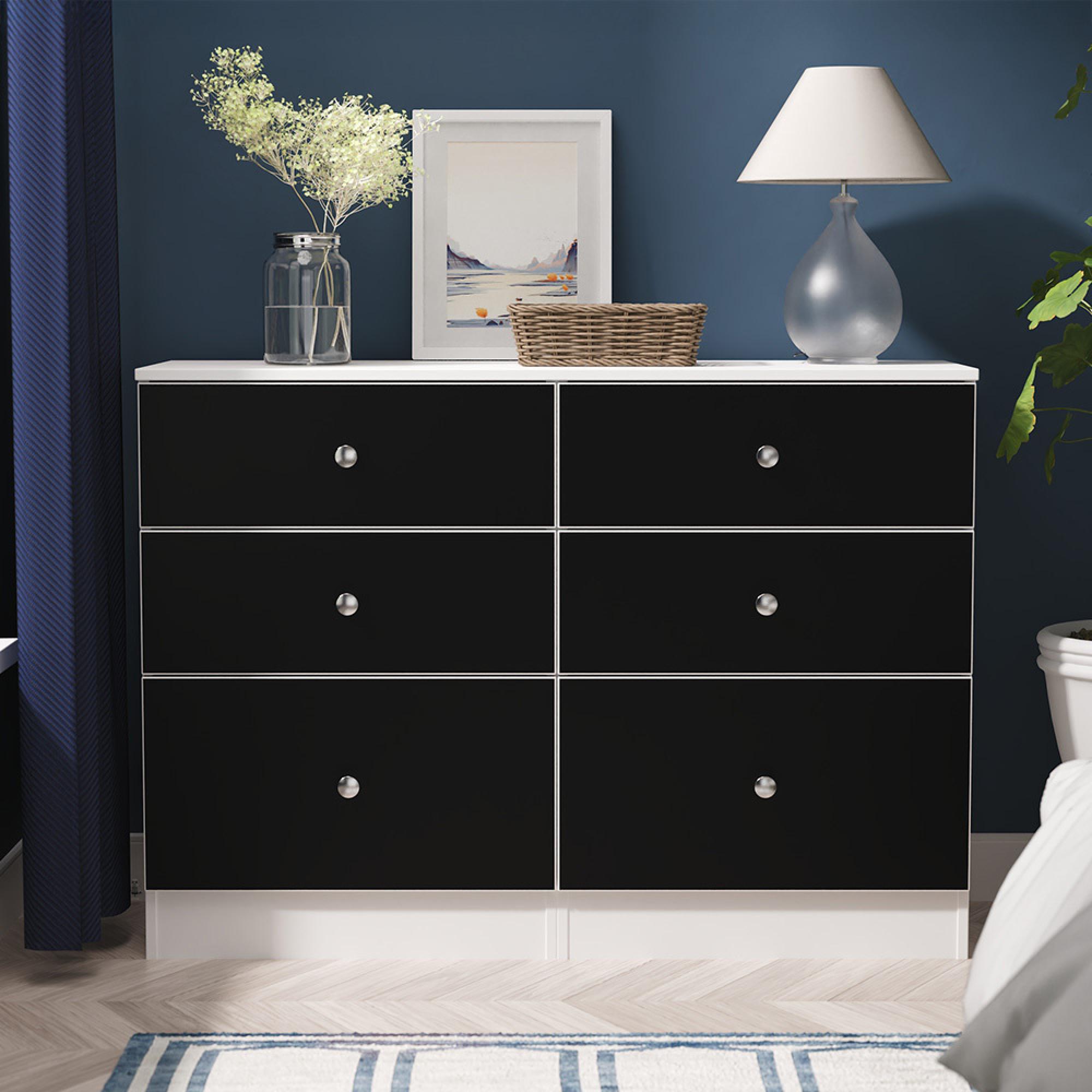Yarmouth Chest - 6 Drawer - Midi - Black Matt and White Matt