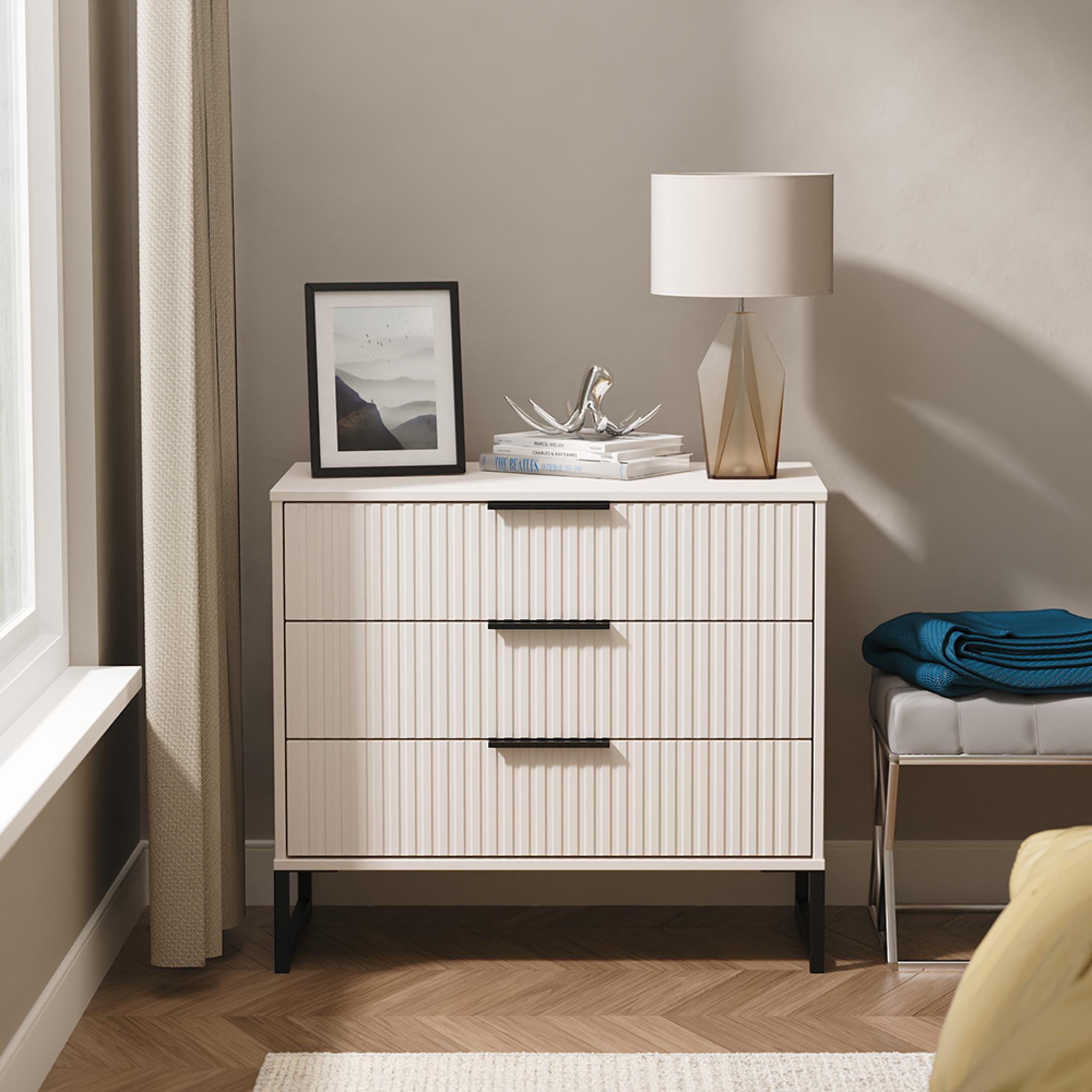 Fluted Chest - 3 Drawer - Kashmir Matt