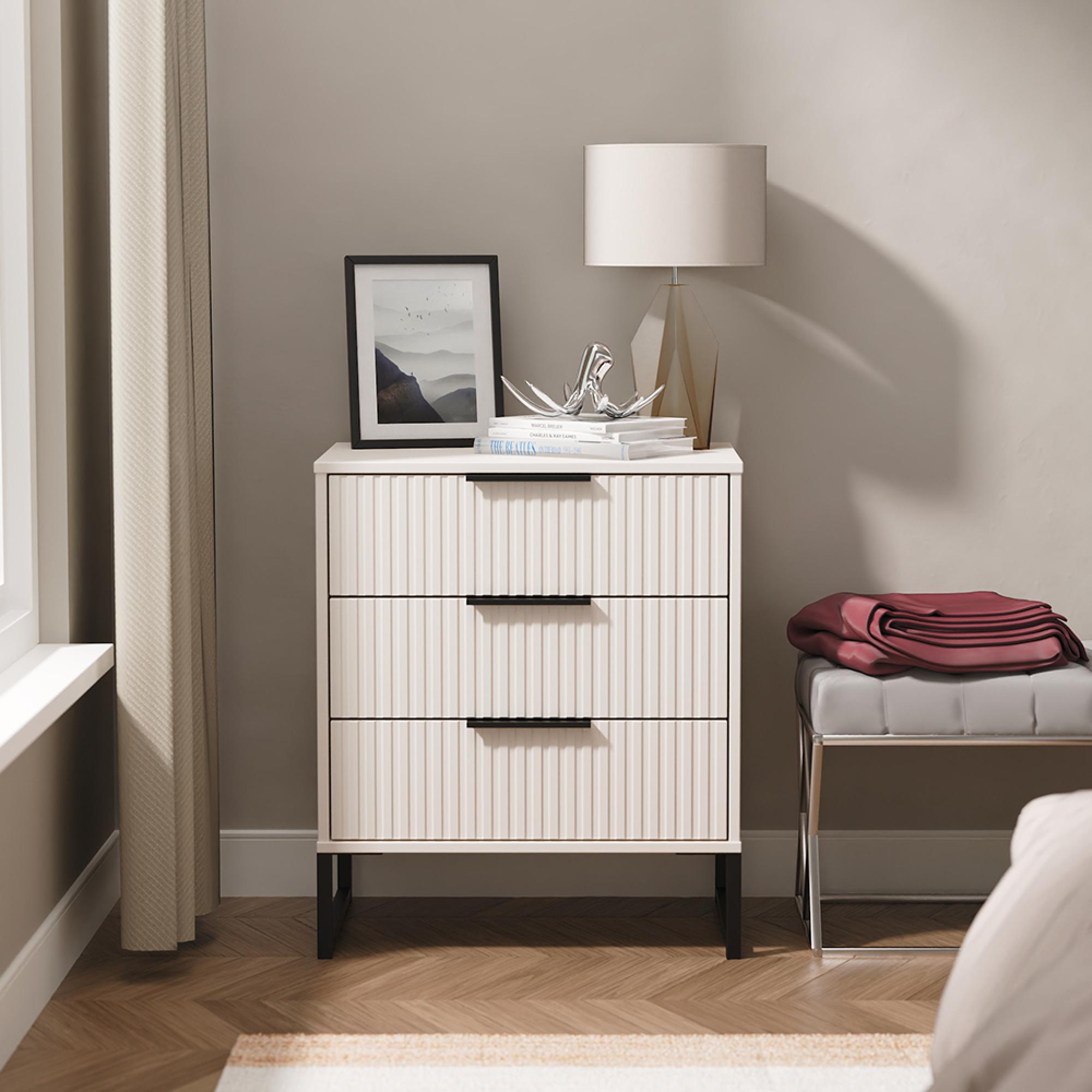 Fluted Chest - 3 Drawer - Midi - Kashmir Matt
