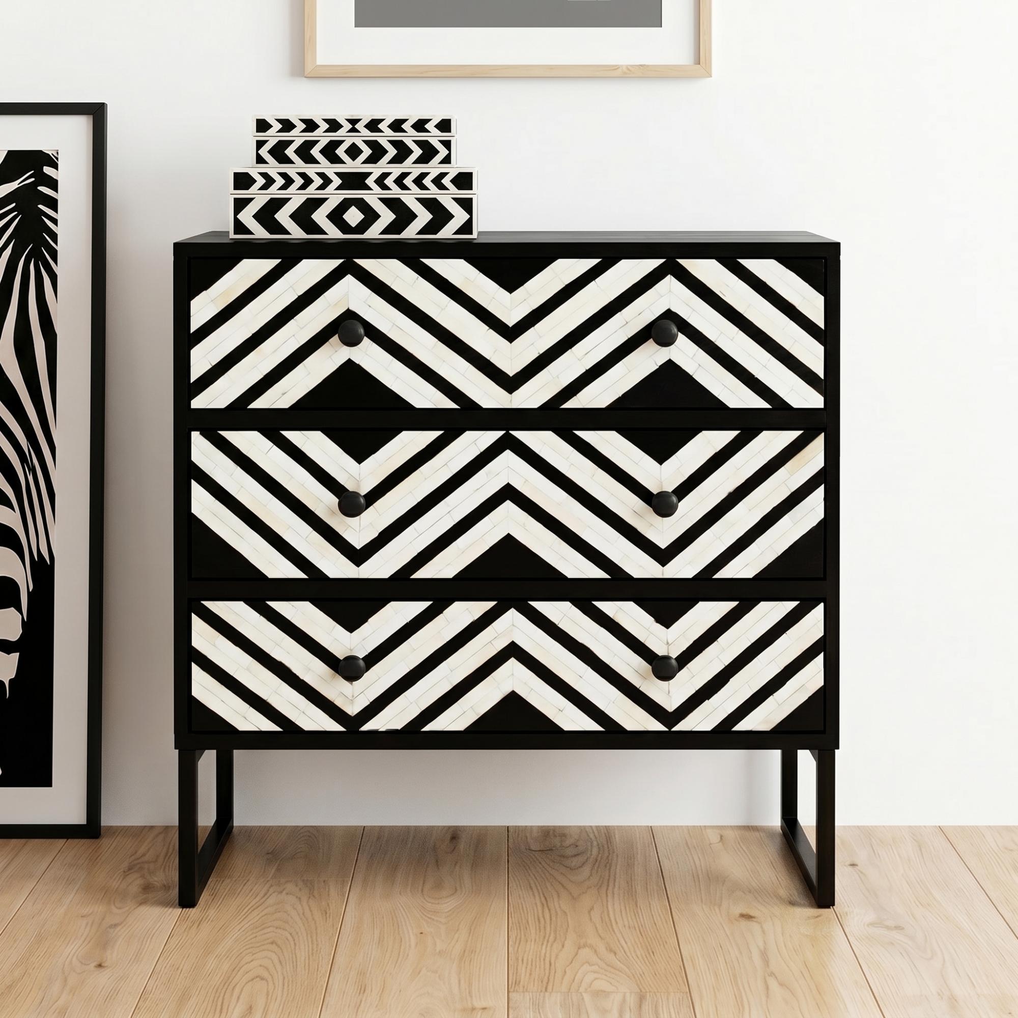 Fusion Chest - 3 Drawer - Black Bone Inlay