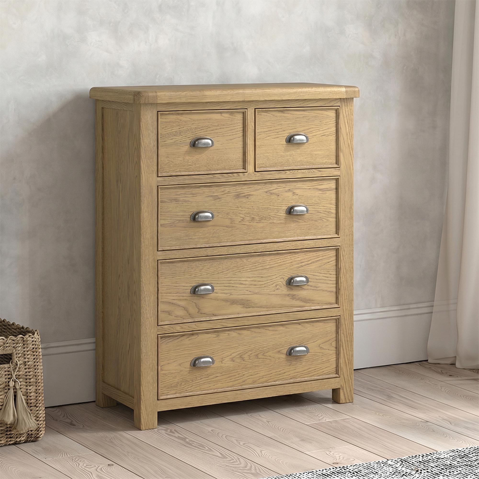 Dorchester Chest - 2+3 Drawer - Rustic Oak