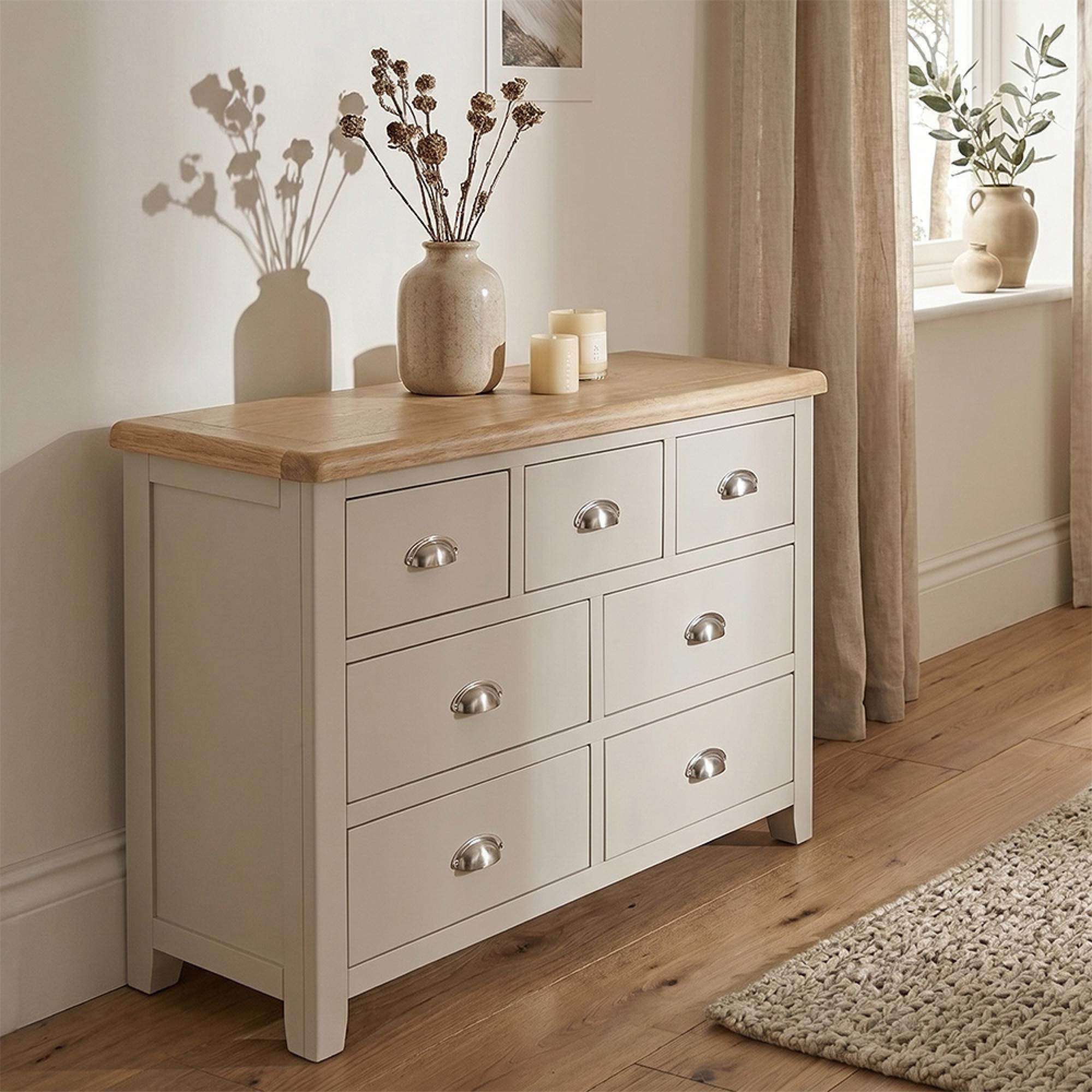 Windermere Painted Chest - 3+4 Drawer - Wide - Oyster Grey