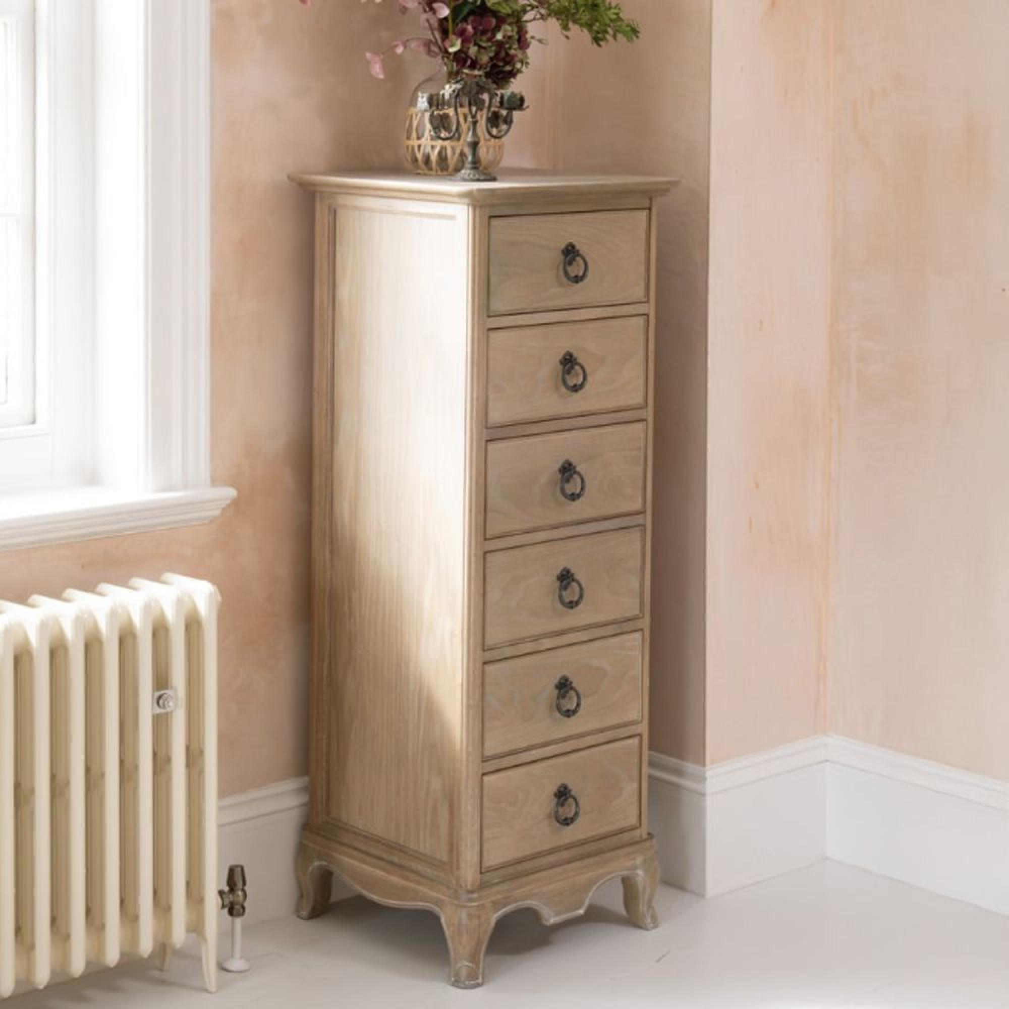 Camille Tall Chest - 6 Drawer - Grey Oak