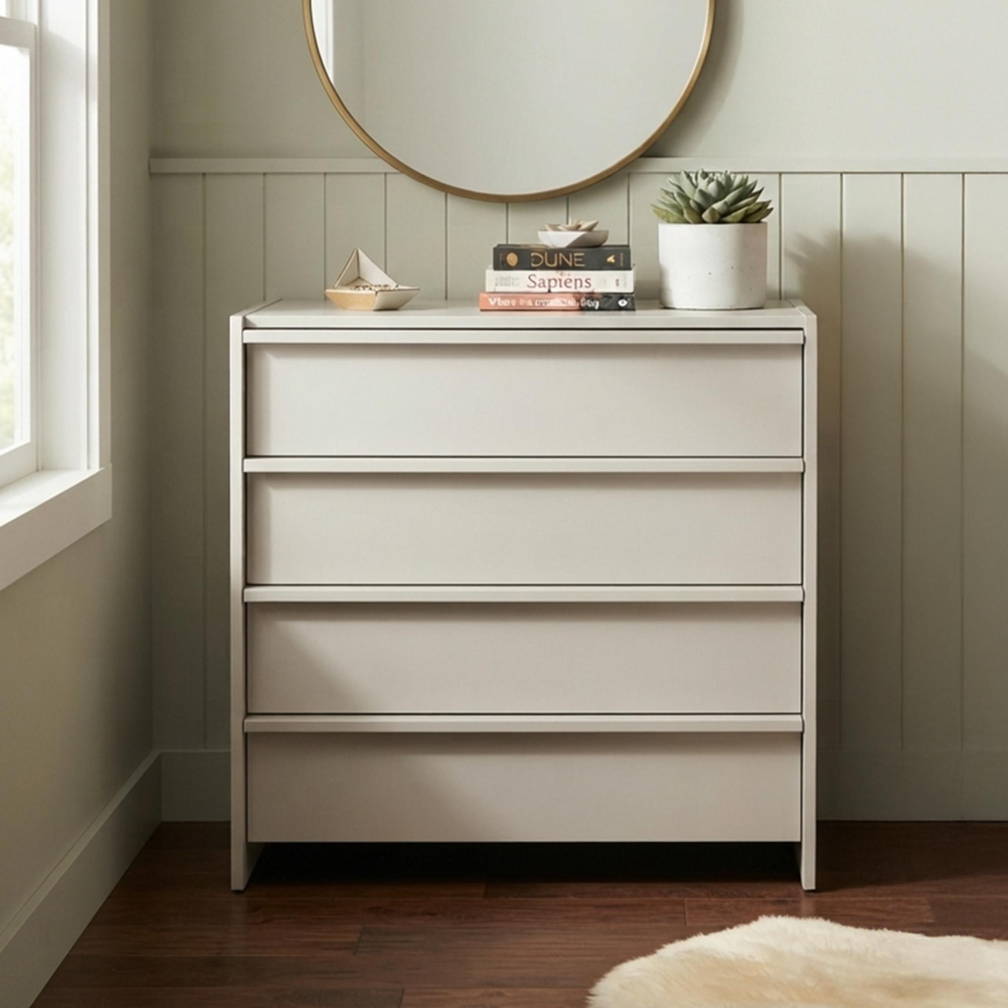 Albion Wide Chest - 4 Drawer - Stone Grey