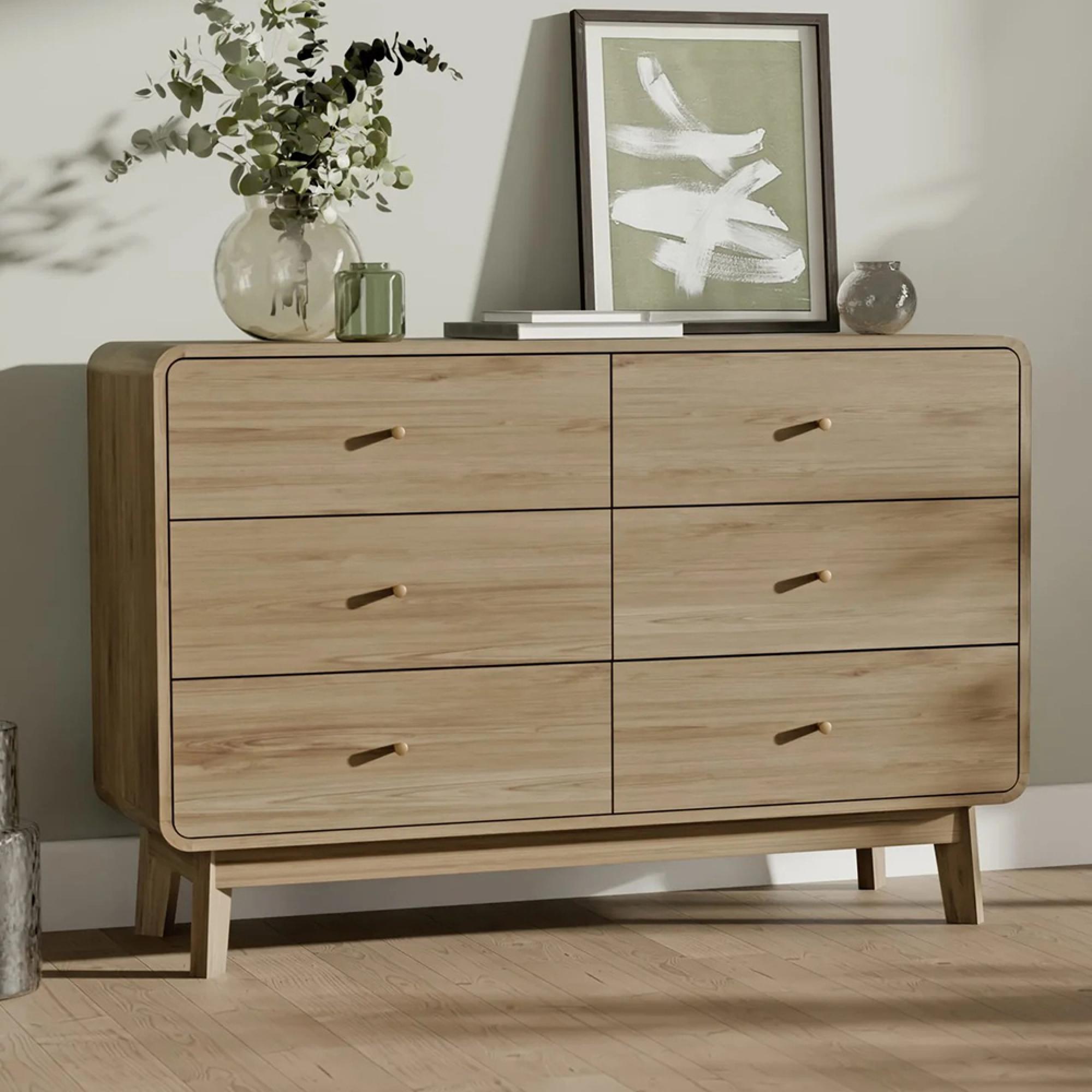 Ingrid Chest - 6 Drawer - Wide - Natural - Oak