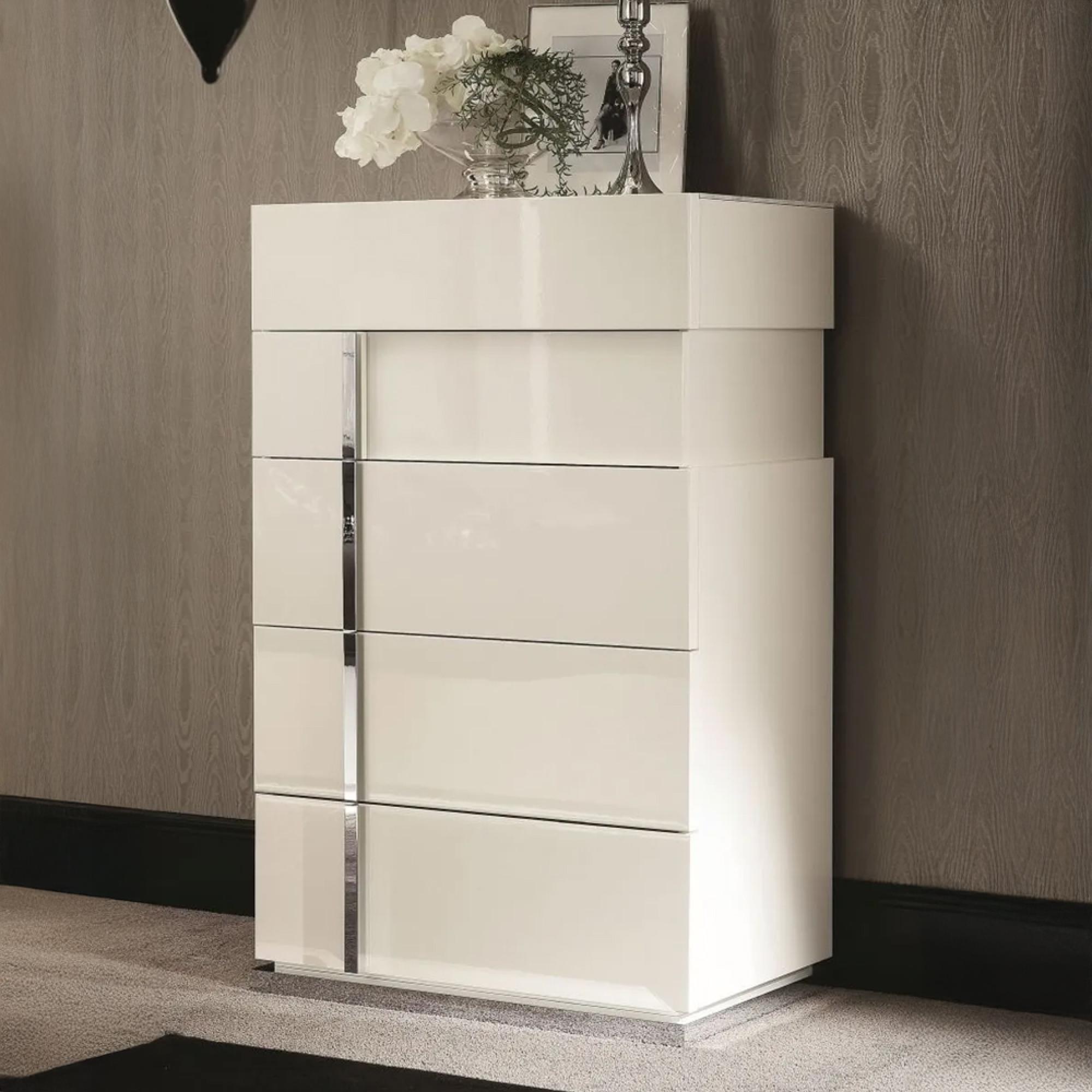 Canova Chest - 5 Drawer - White Gloss