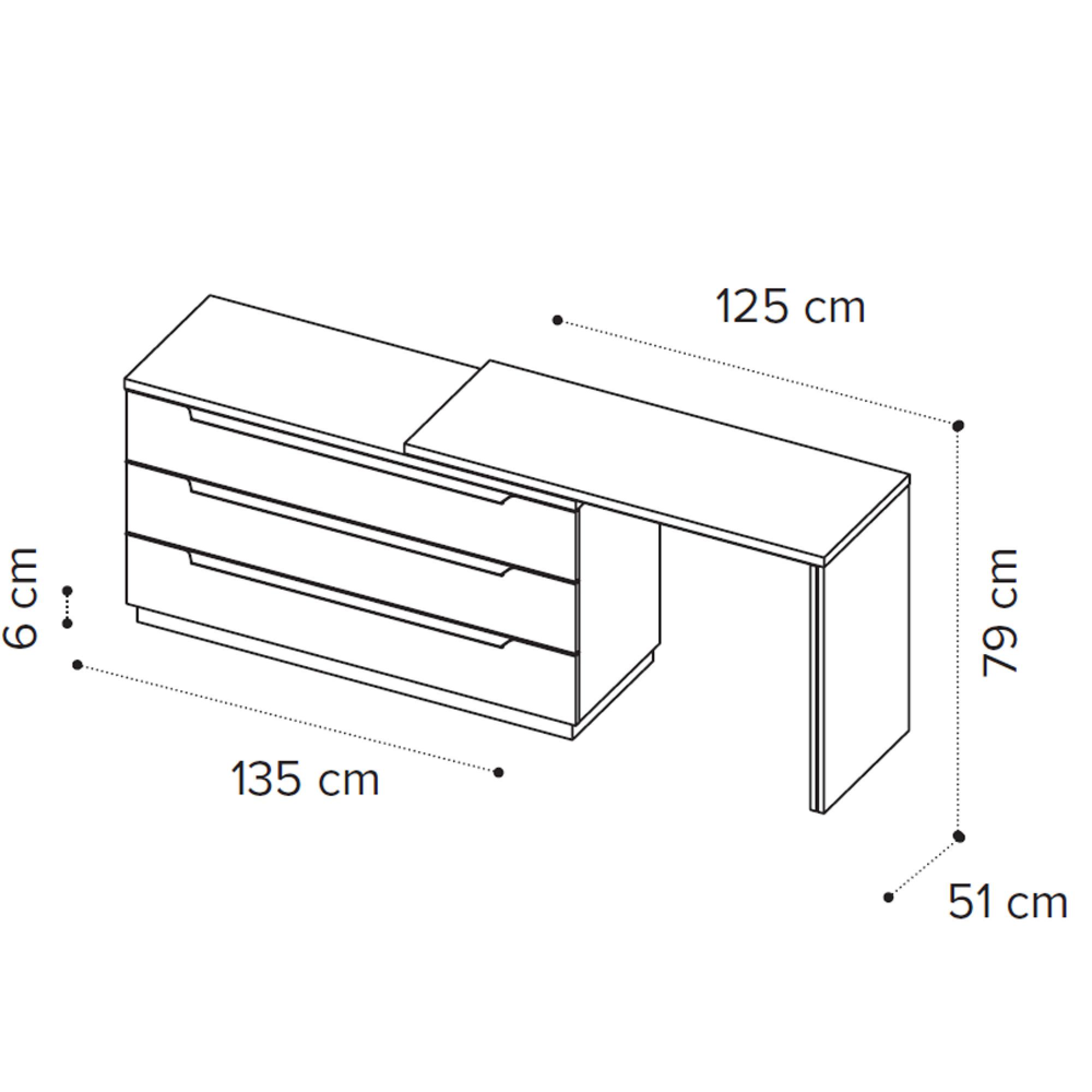 3 Drawer Chest with Toilette
