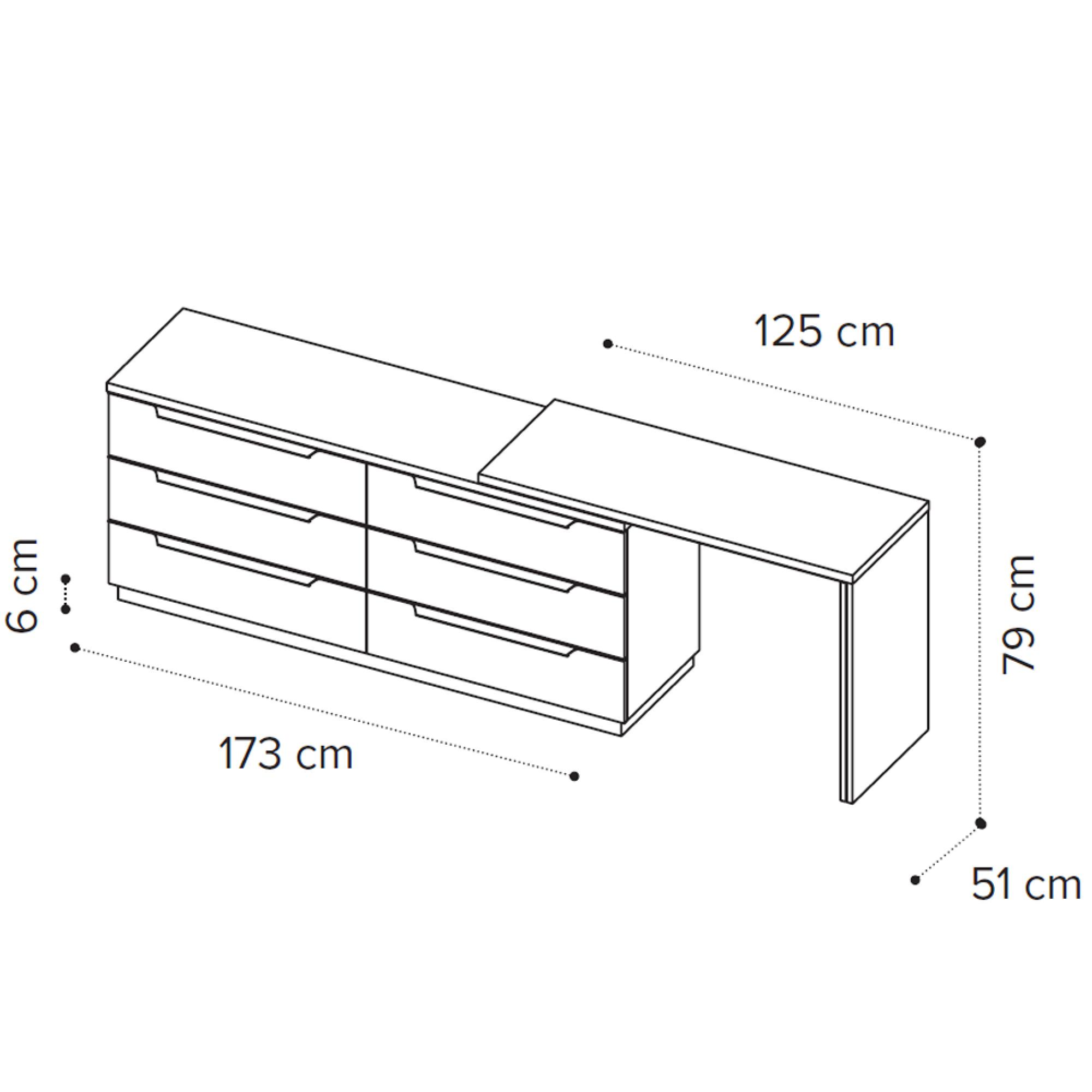 6 Drawer Chest with Toilette