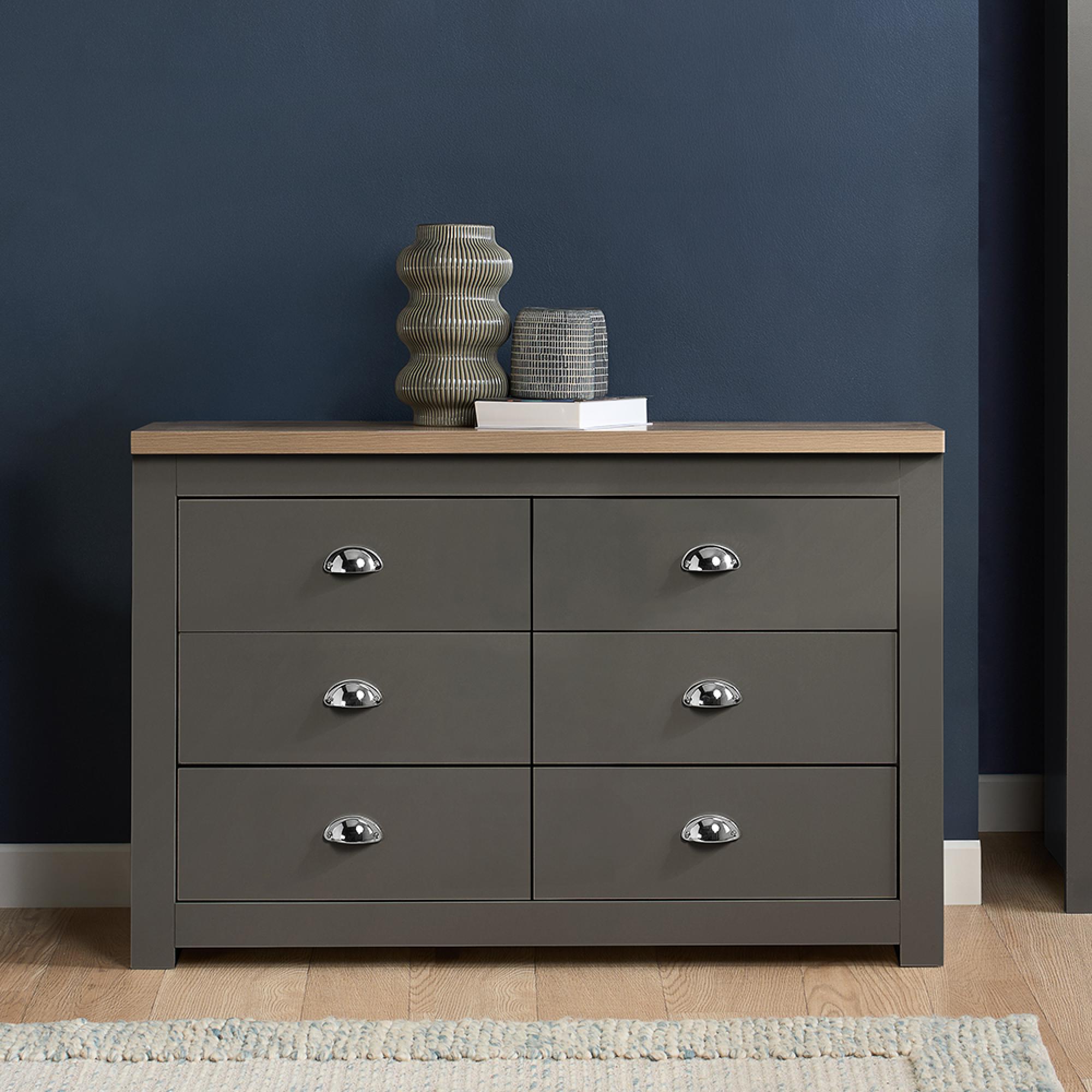Highgate Chest - Wide - 6 Drawer - Dark Grey Painted