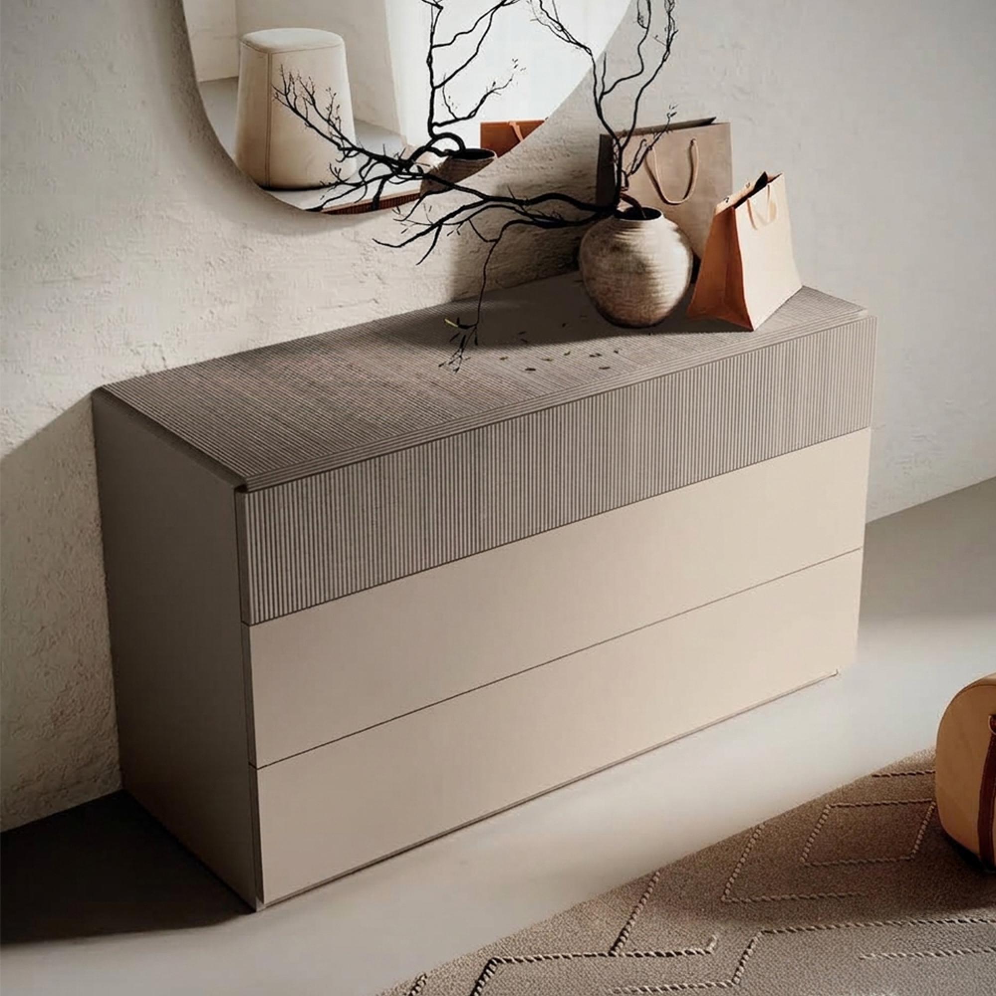 Essenza Italian Fluted Chest - 3 Drawer - Urban Velvet and Tabacco
