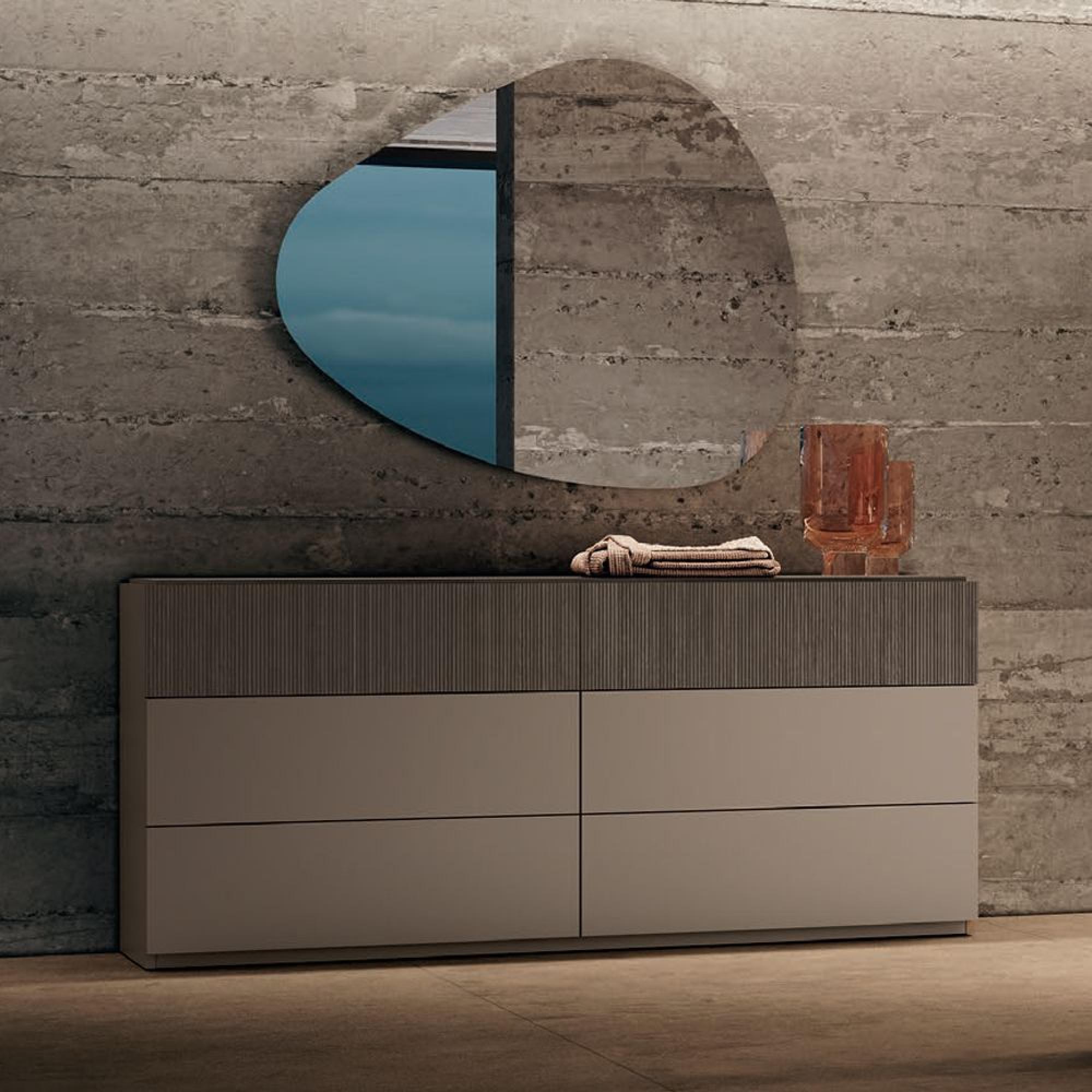 Essenza Italian Fluted Wide Chest - 6 Drawer - Urban Velvet and Tabacco
