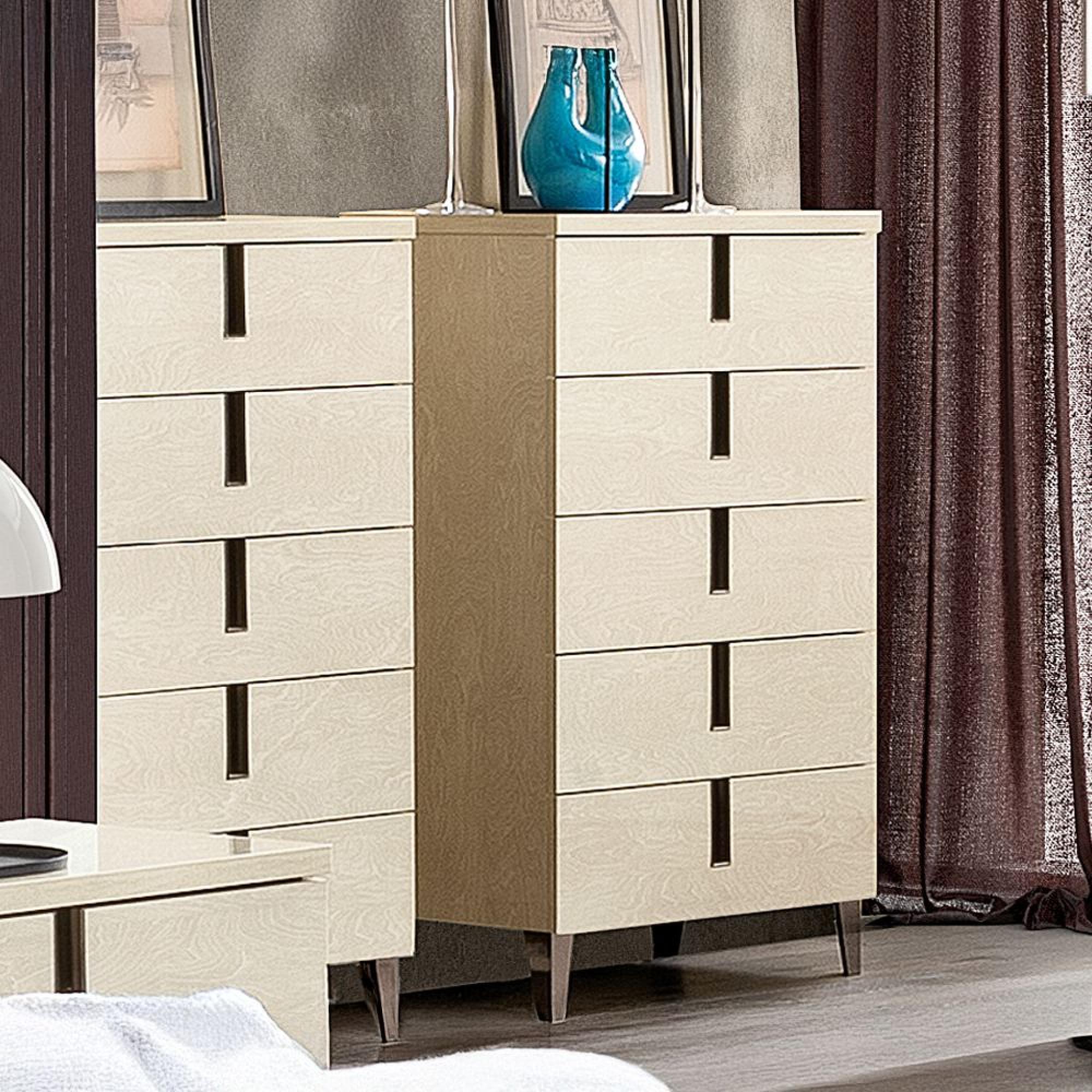 Ambra Italian Chest - 5 Drawer - Tall - Sand Birch