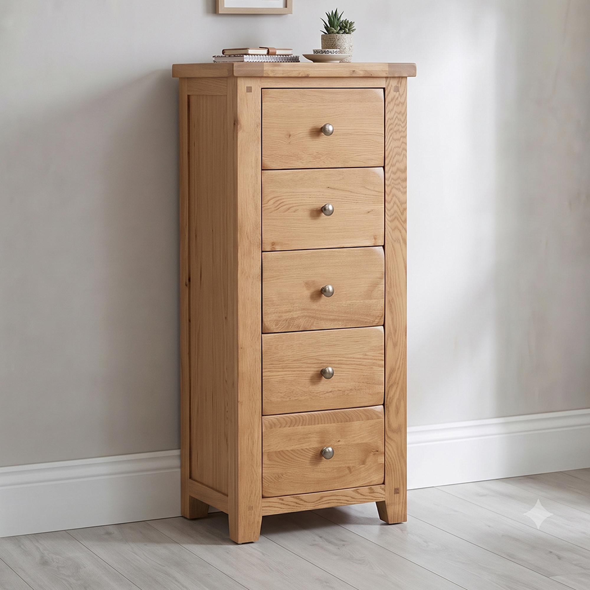 Melbourne Country Oak Chest - 5 Drawer - Tall - Rustic
