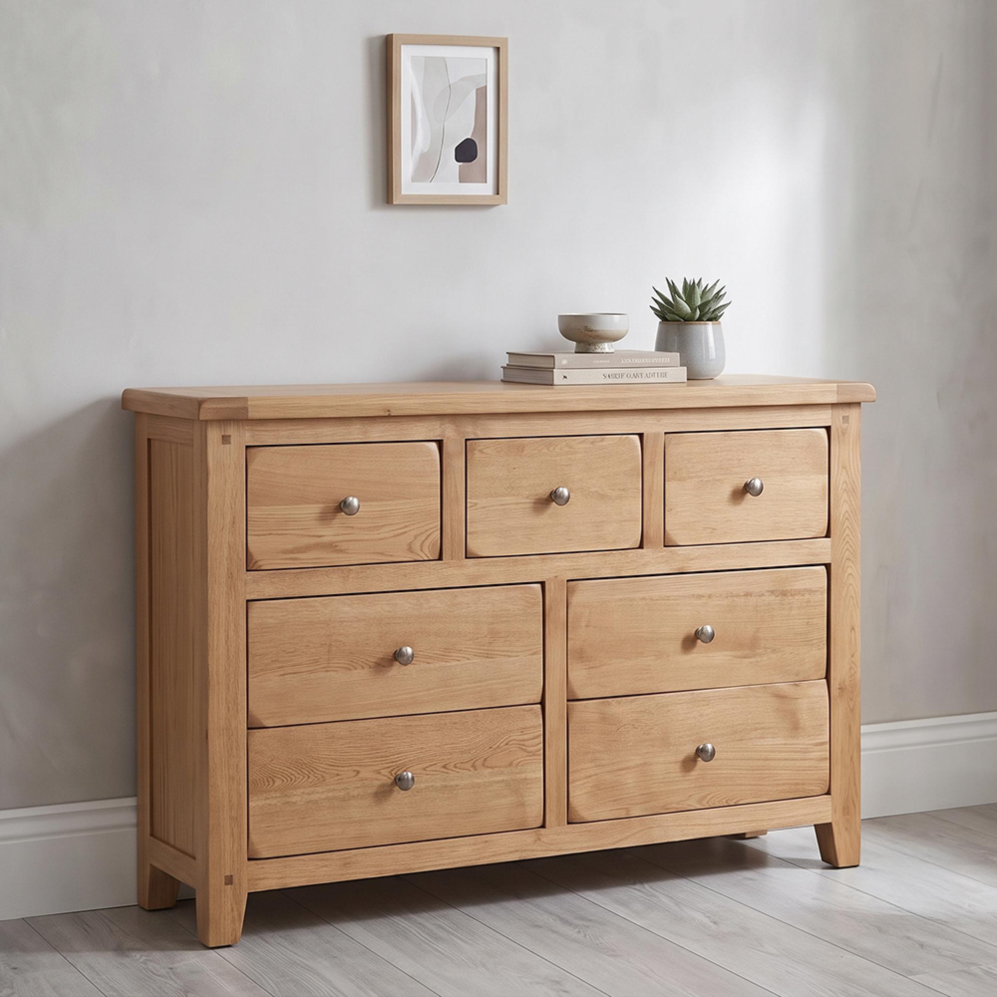 Melbourne Country Oak Chest - 7 Drawer - Wide - Rustic