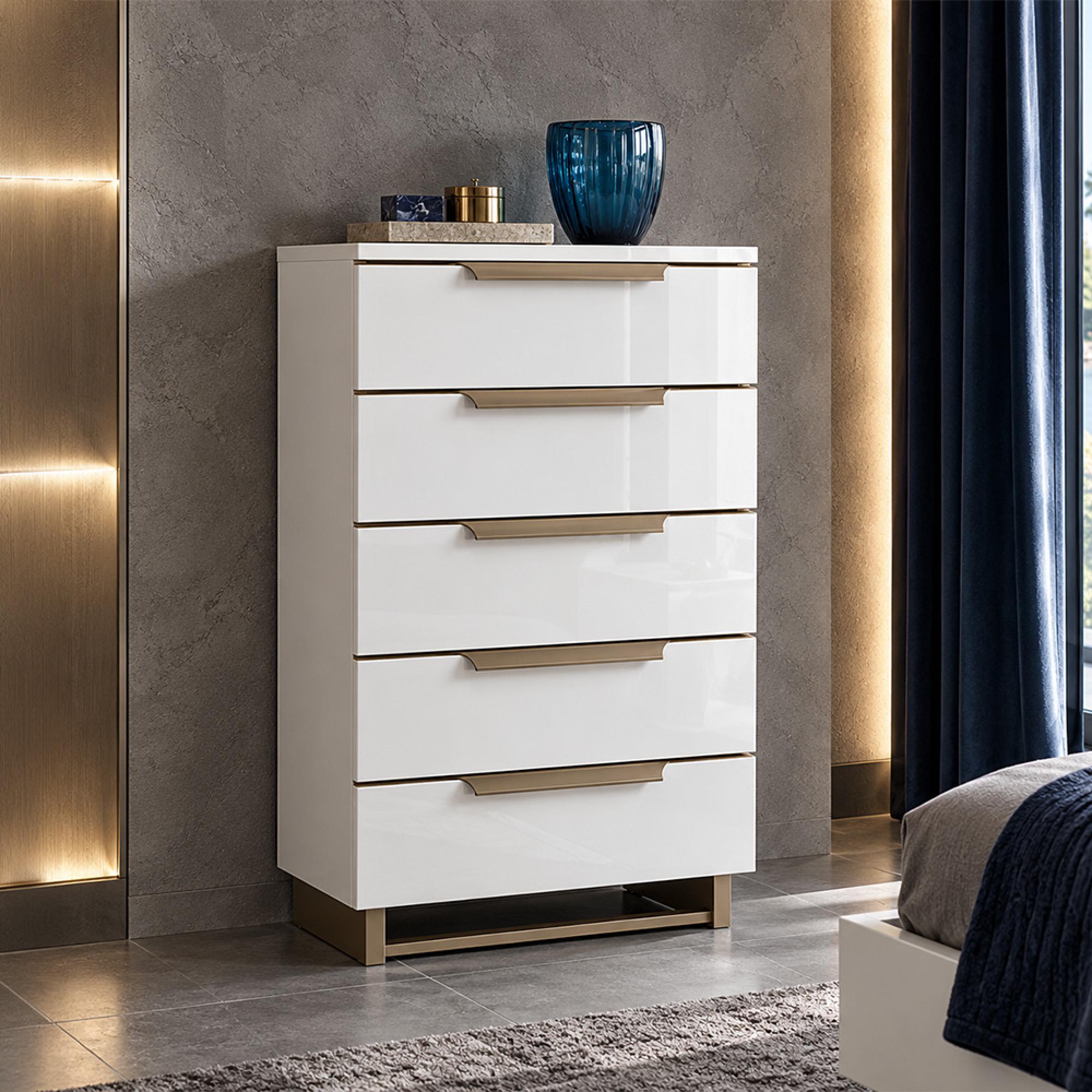 Smart Italian Chest - 5 Drawer - Midi - White