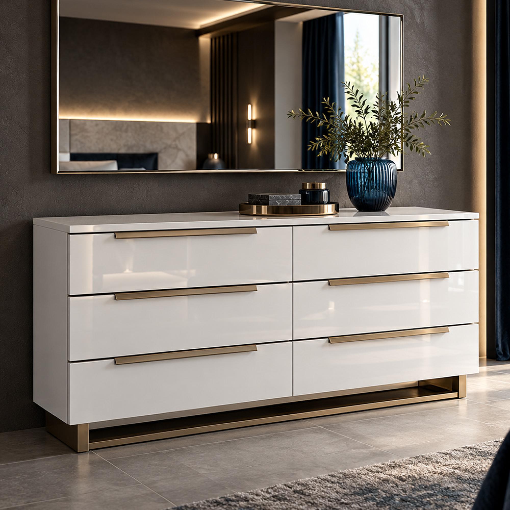 Smart Italian Chest - 6 Drawer - Wide - White