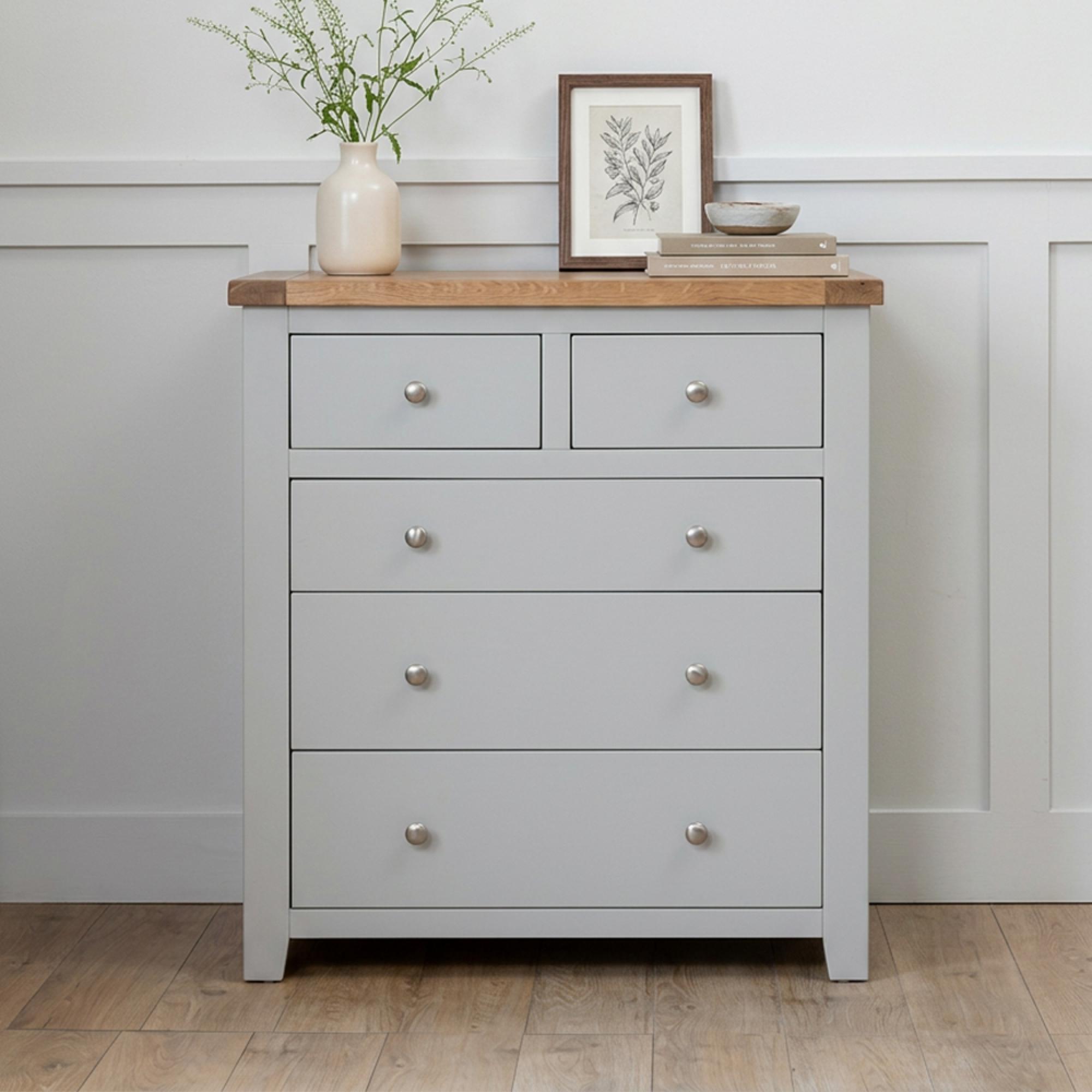 Melbourne French Grey Painted 2+3 Drawer Wide Chest