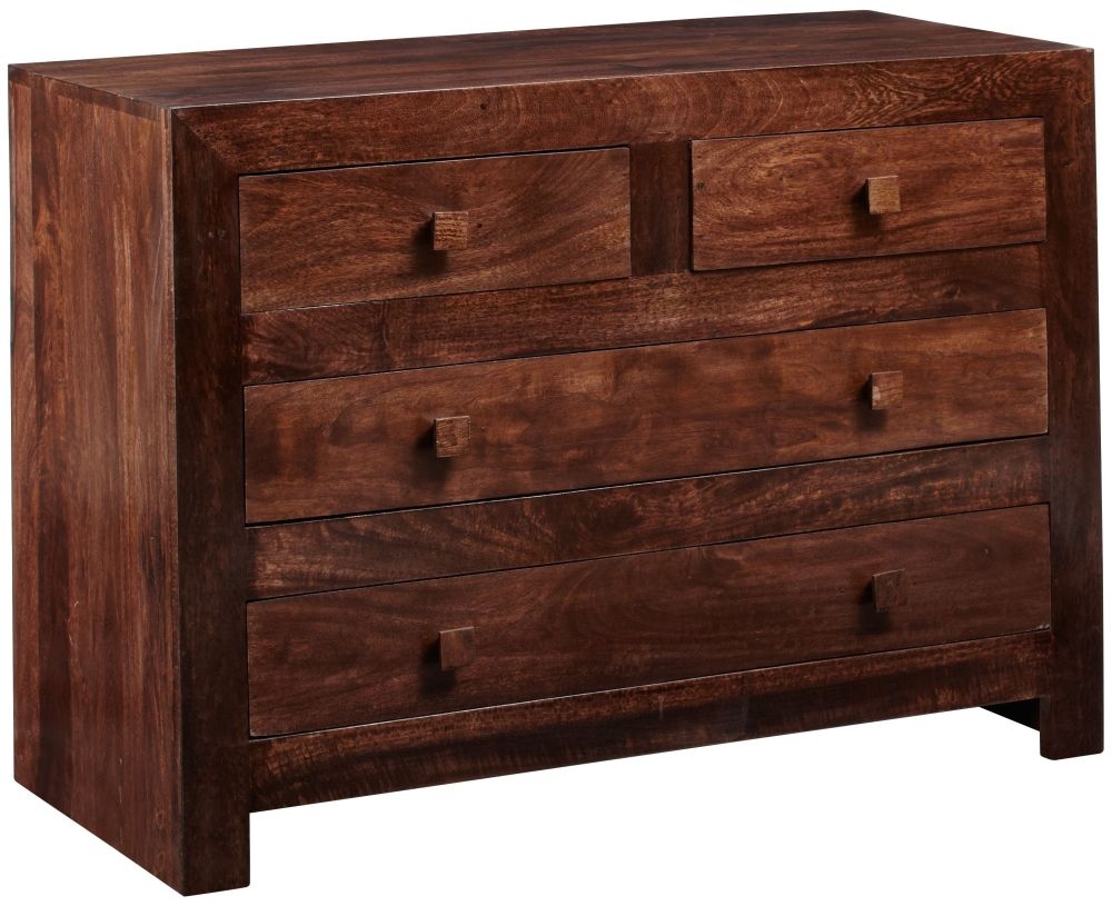 Ajmer Chest of Drawers - 2+2 Drawer - Dark Mango Wood