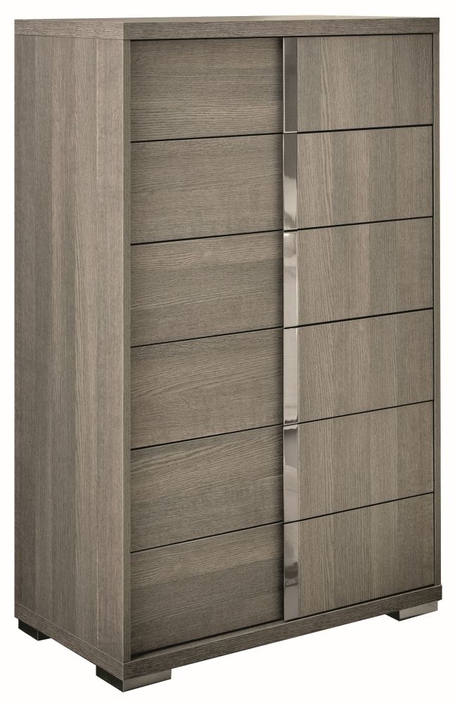 Tivoli Tall Chest - 6 Drawer - Grey Wood