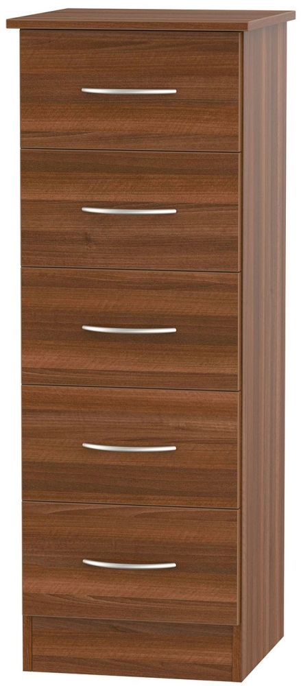 Avon Chest - 5 Drawer - Narrow - Walnut
