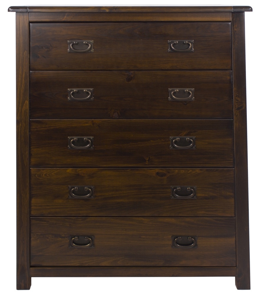 Boston Chest - 5 Drawer - Dark Wood