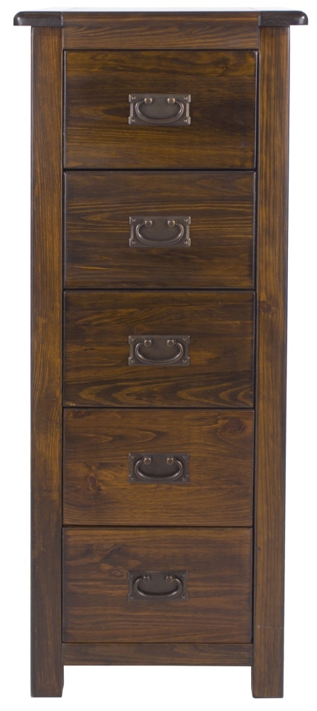 Boston Tall Chest - 5 Drawer - Dark Wood