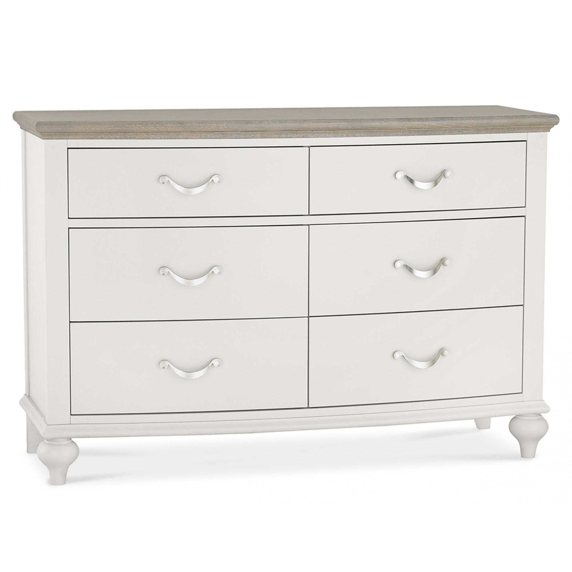 Montreux Wide Chest - 6 Drawer - Grey Washed Oak & Soft Grey