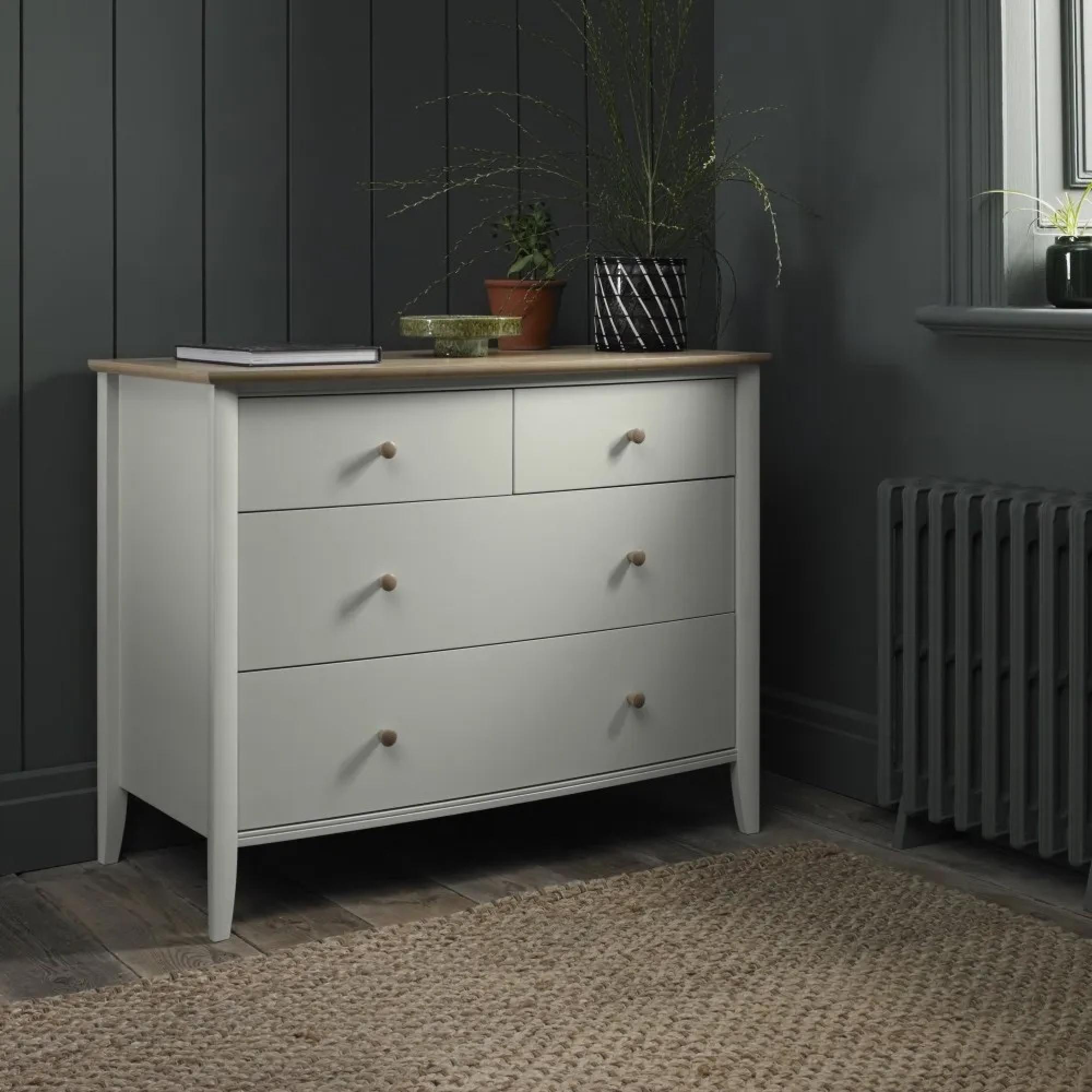 Whitby Scandi Oak & Soft Grey Chest - 2+2 Drawer