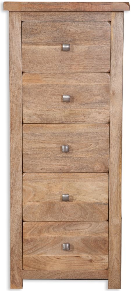Bombay Chest of Drawers - 5 Drawer - Narrow - Solid Mango Wood