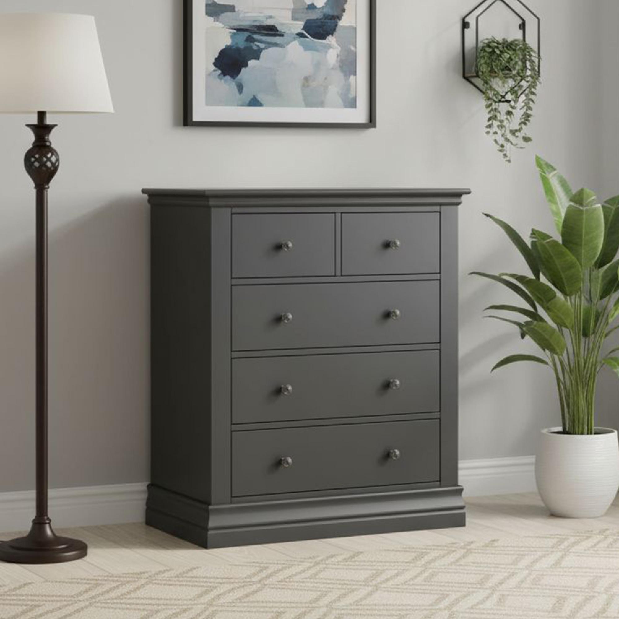 Bordeaux Chest - 2+3 Drawer - Charcoal