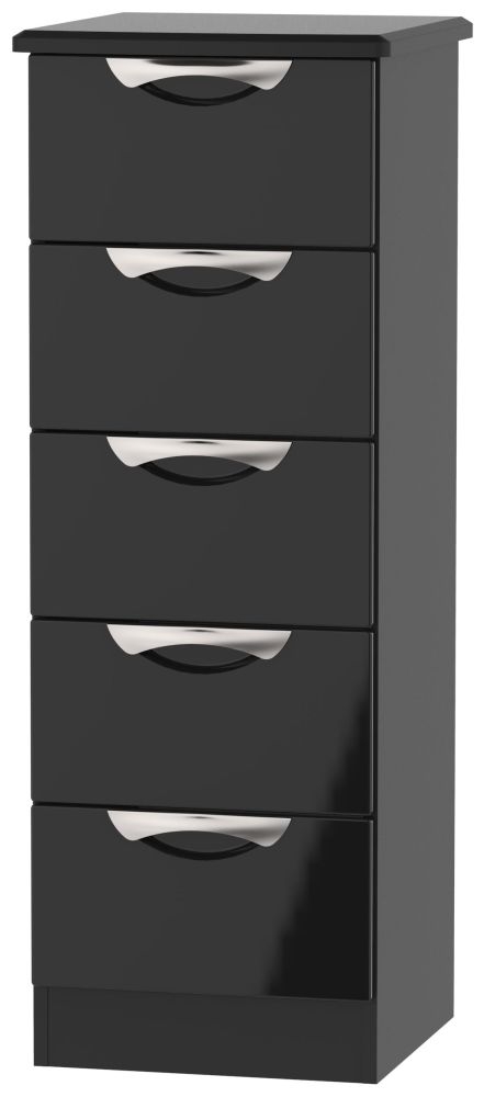 Camden Chest - 5 Drawer - Narrow - Black Gloss