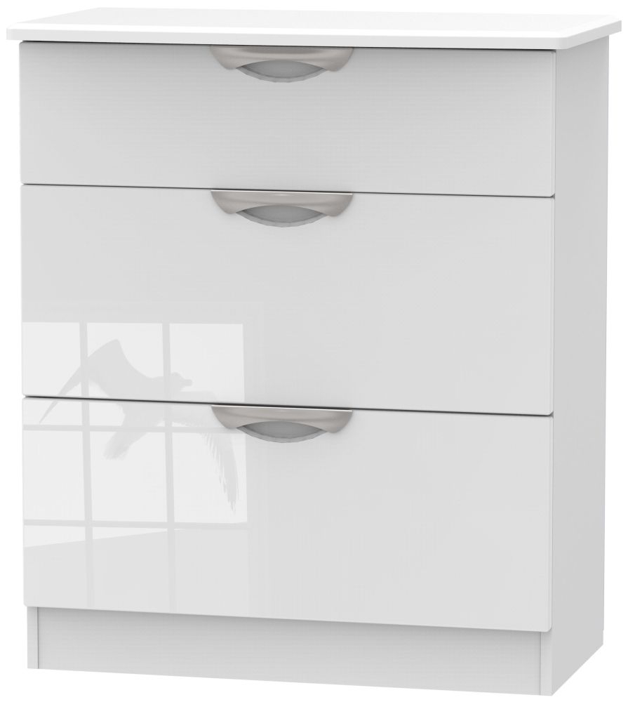 Camden Chest - 3 Drawer - Deep - White Gloss