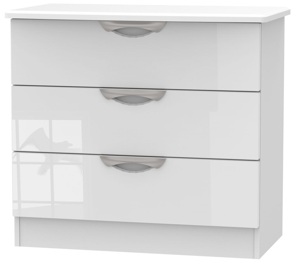 Camden Chest - 3 Drawer - Small - White Gloss