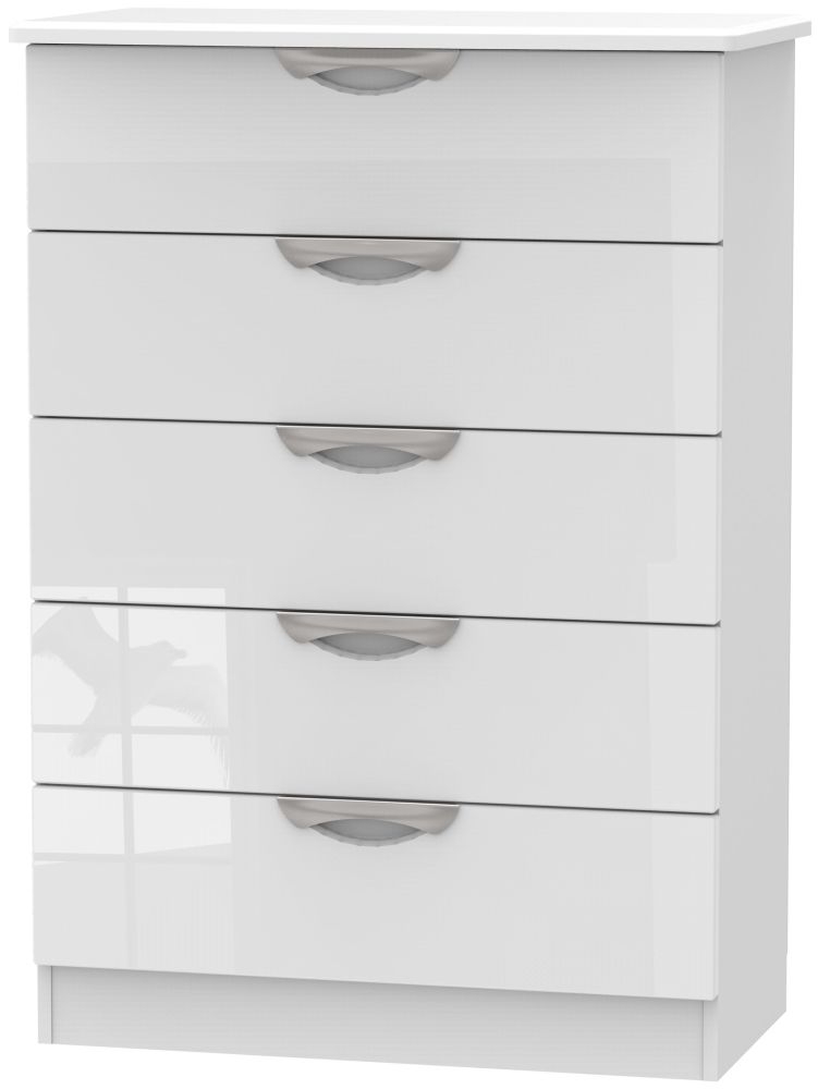 Camden Chest - 5 Drawer - White Gloss