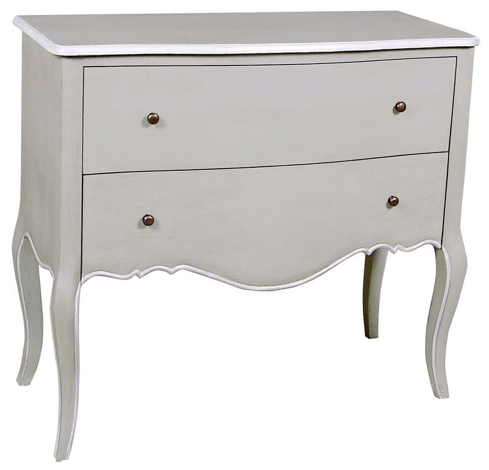 Chateau Chest - 2 Drawer - Distressed Linen and Off-White - French Style
