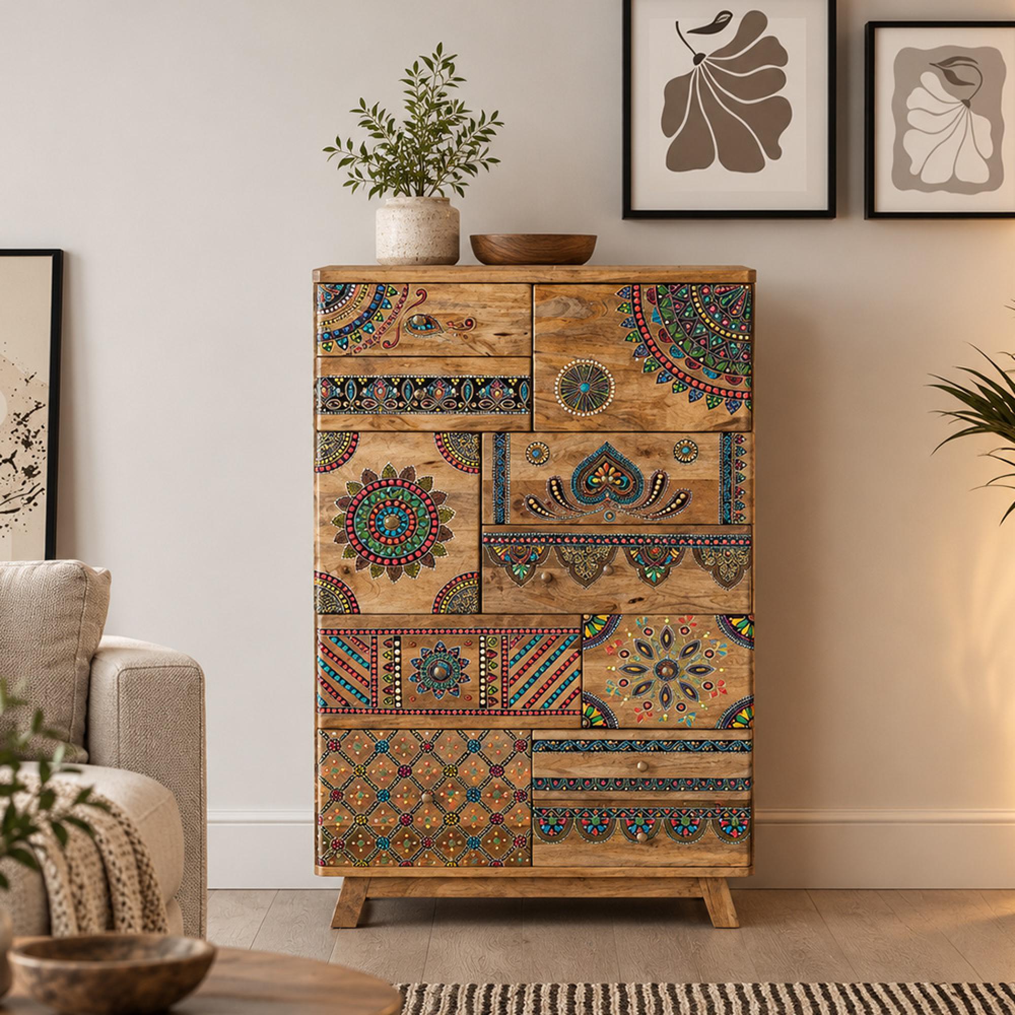 Chieti Multi Drawer Painted Mango Wood 7 Drawer Chest