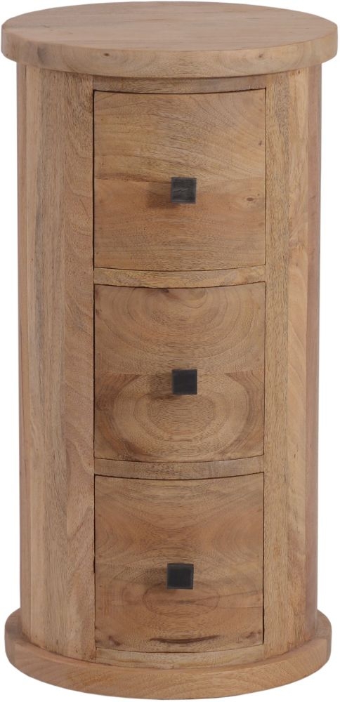 City Chest of Drawers - 3 Drawer - Narrow - Drum - Mango Wood