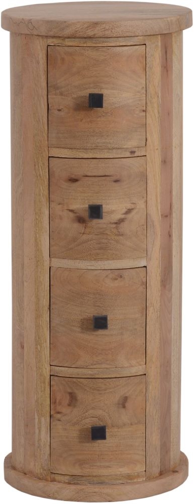 City Chest of Drawers - 4 Drawer - Narrow - Drum - Mango Wood