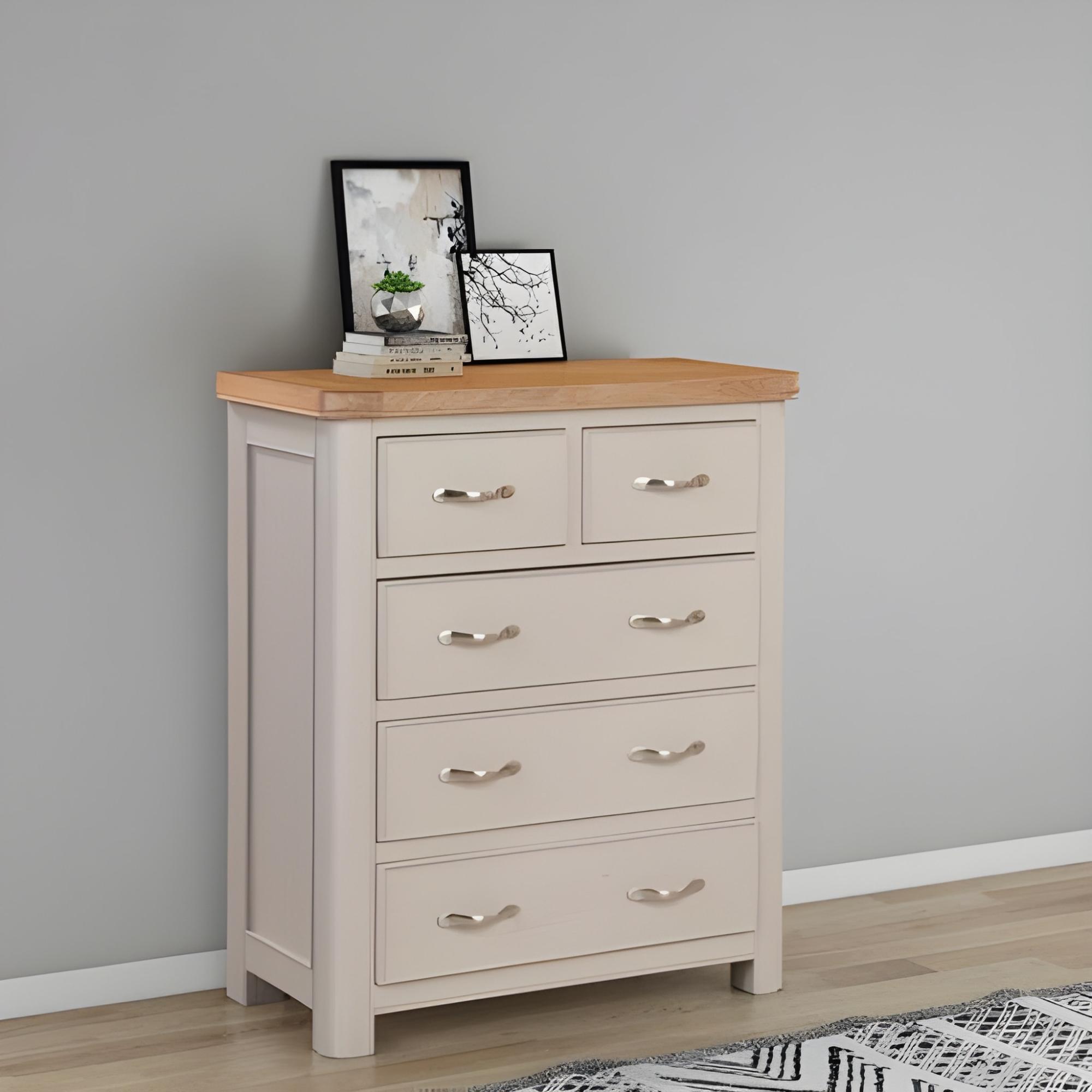 Clarion Chest - 2+3 Drawer - Oak and Grey