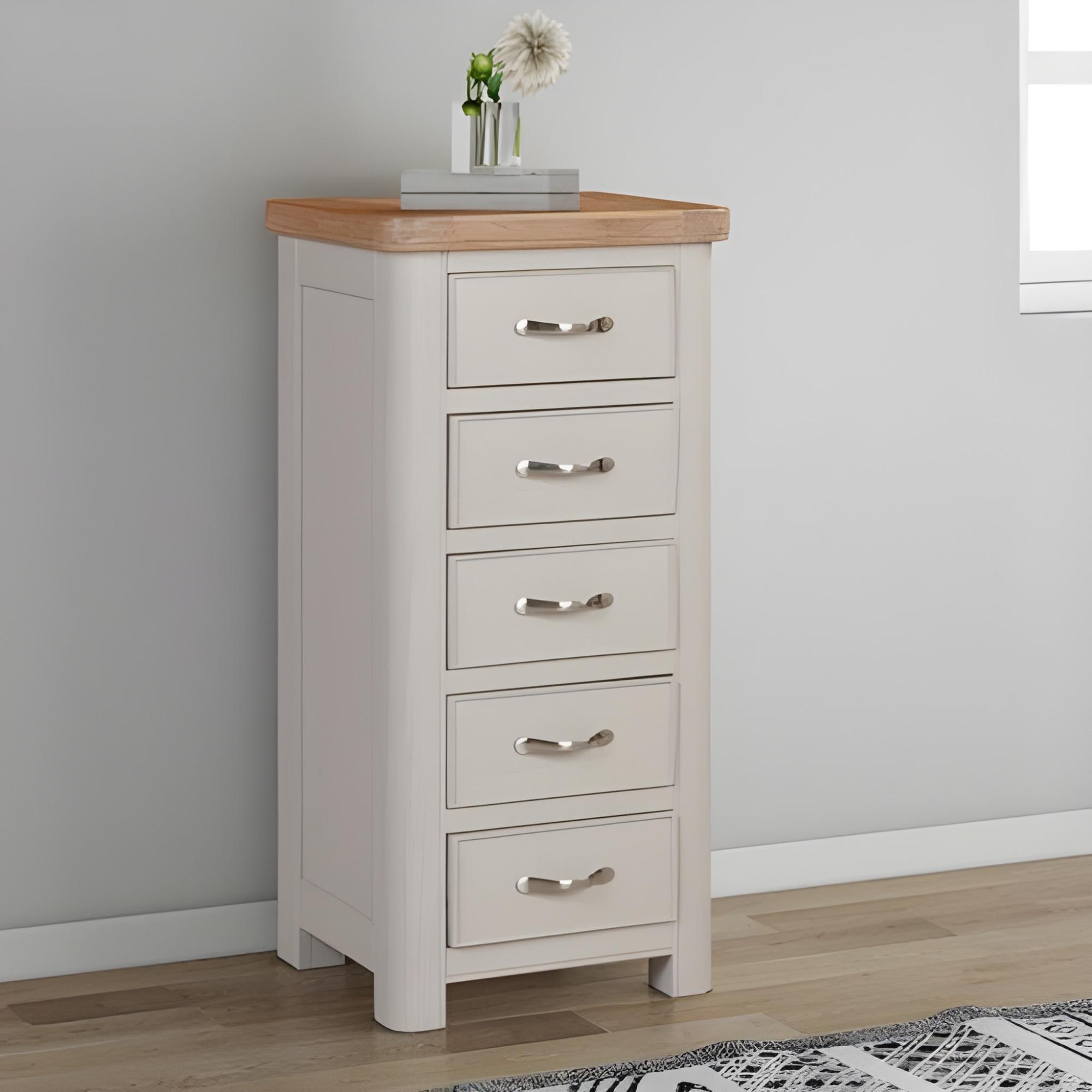 Clarion Chest - 5 Drawer - Tall - Oak and Grey