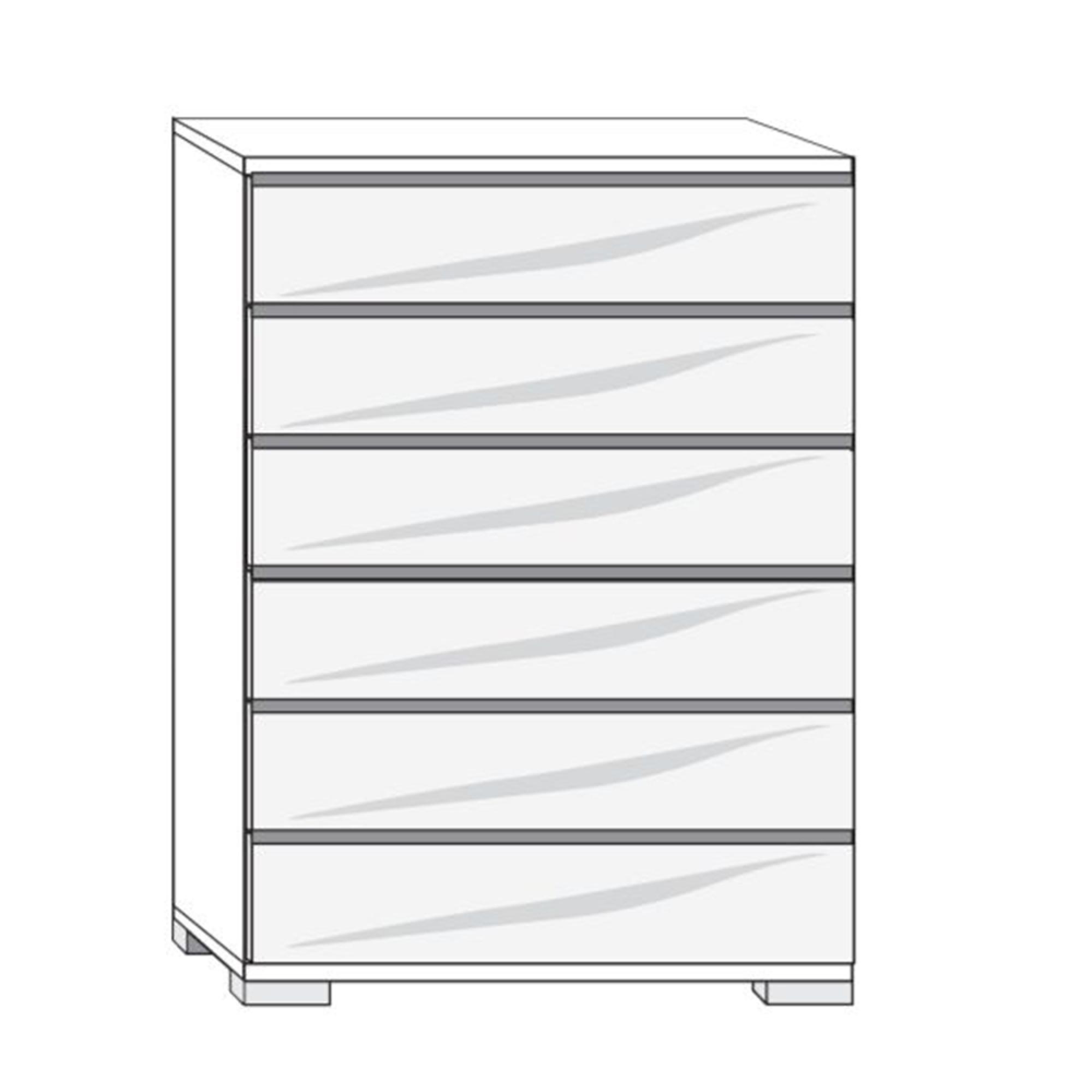 Clearance - Loft Chest - 6 Drawer - Pebble Grey Glass Front - A258