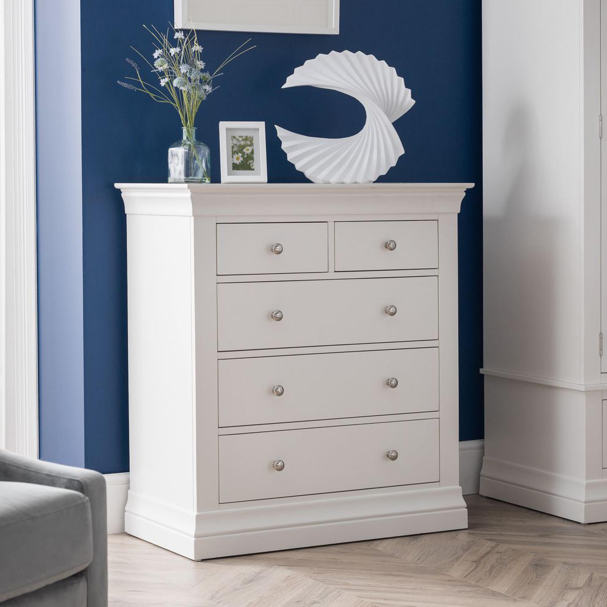 Clermont Chest of Drawers - 3+2 Drawer - White
